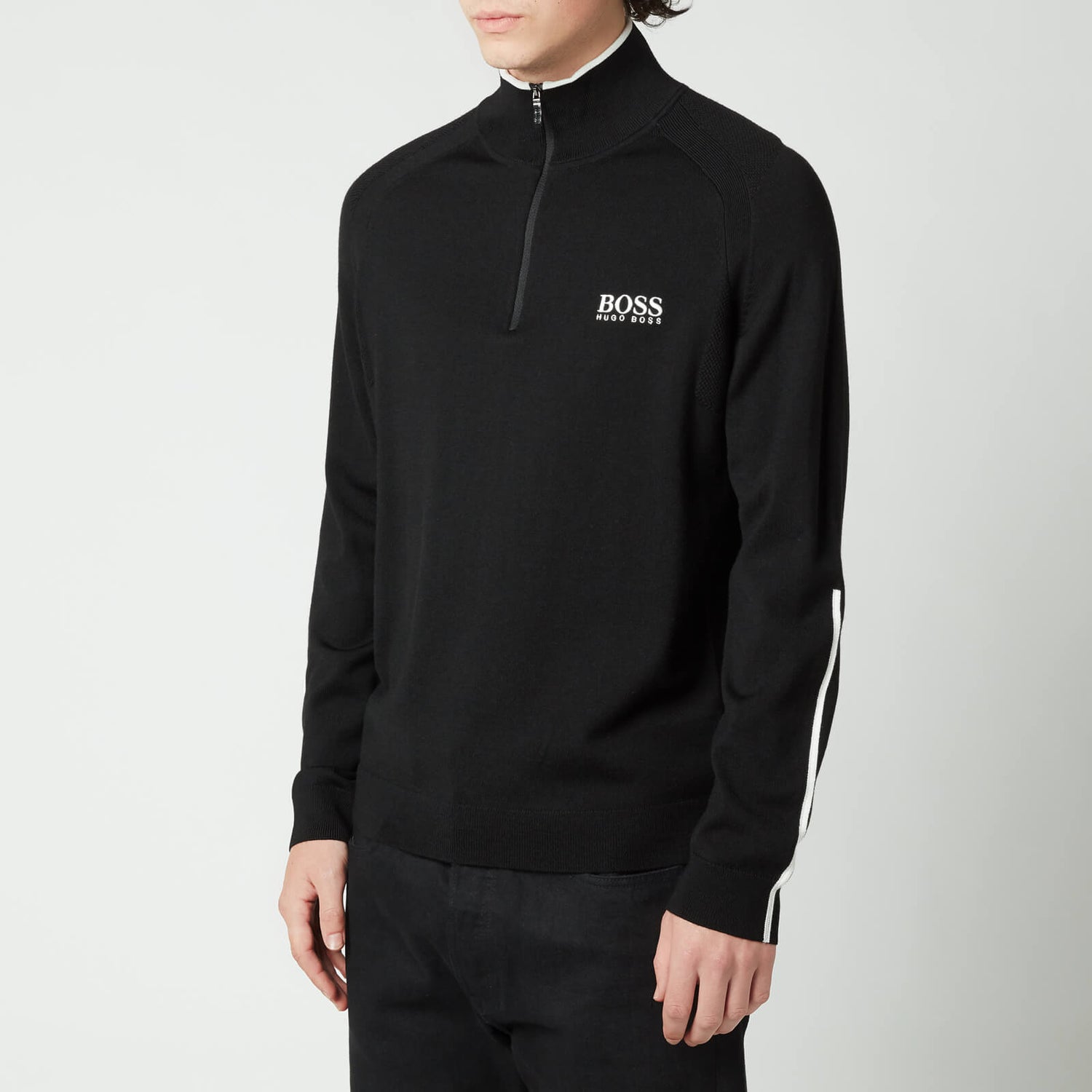 BOSS Athleisure Men's Zenno Zip-Neck Contrast Detailing Sweatshirt - Black