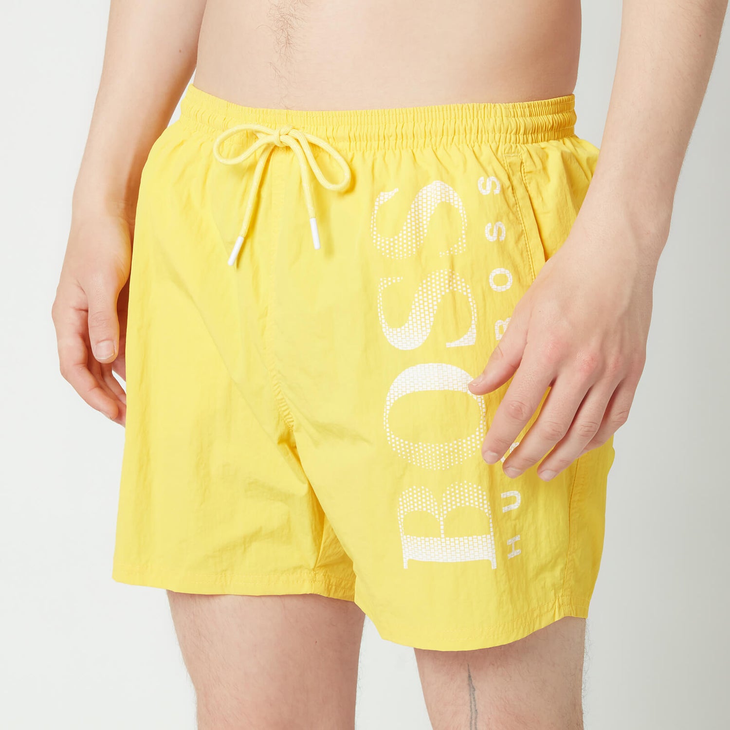 BOSS Swimwear Men's Octopus Techinal Fabric Logo Swimshorts - Yellow