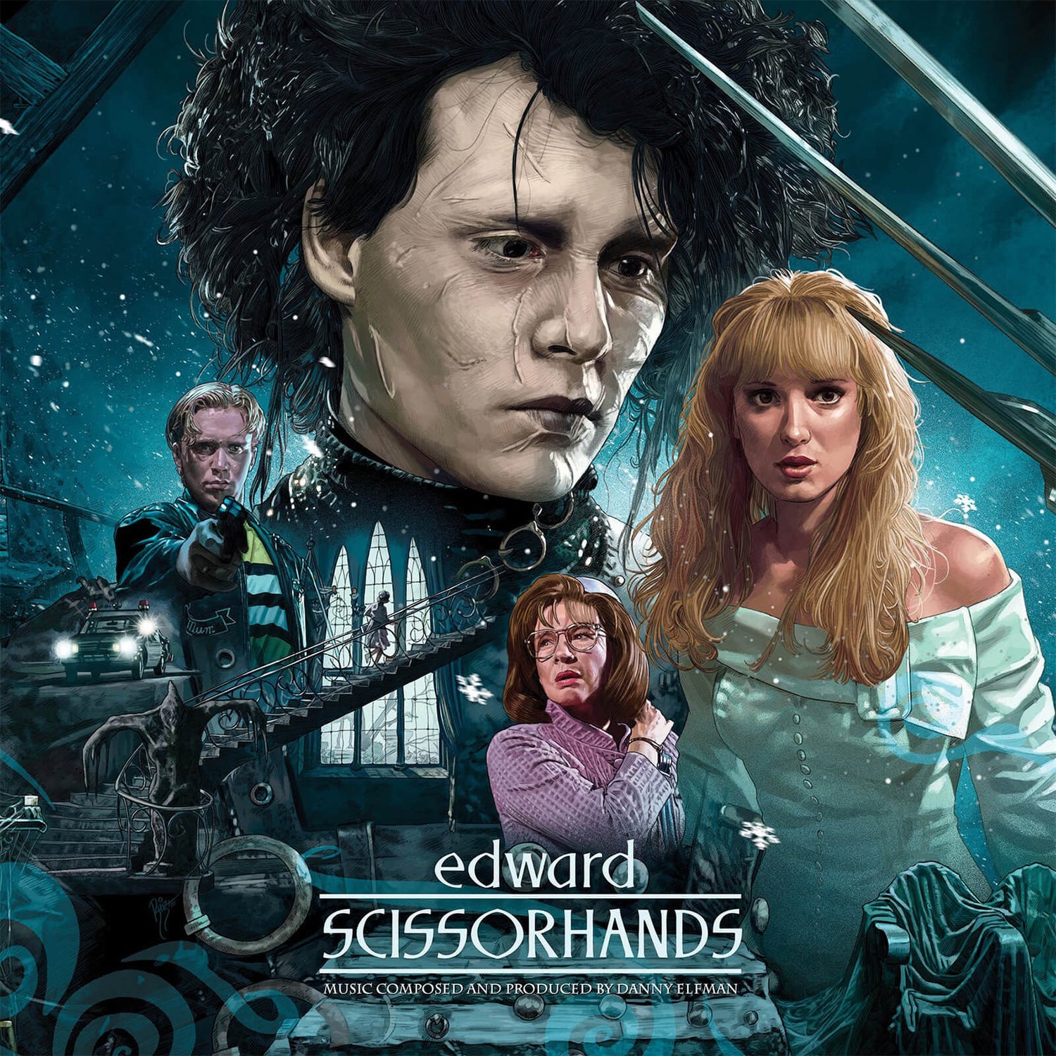 Heros De Film Avec Des Ciseaux Au Bout Des Mains Waxwork - Edward Scissorhands (Bande son originale 30e Anniversaire Deluxe  ) LP (Bleu) Merchandise | Zavvi France
