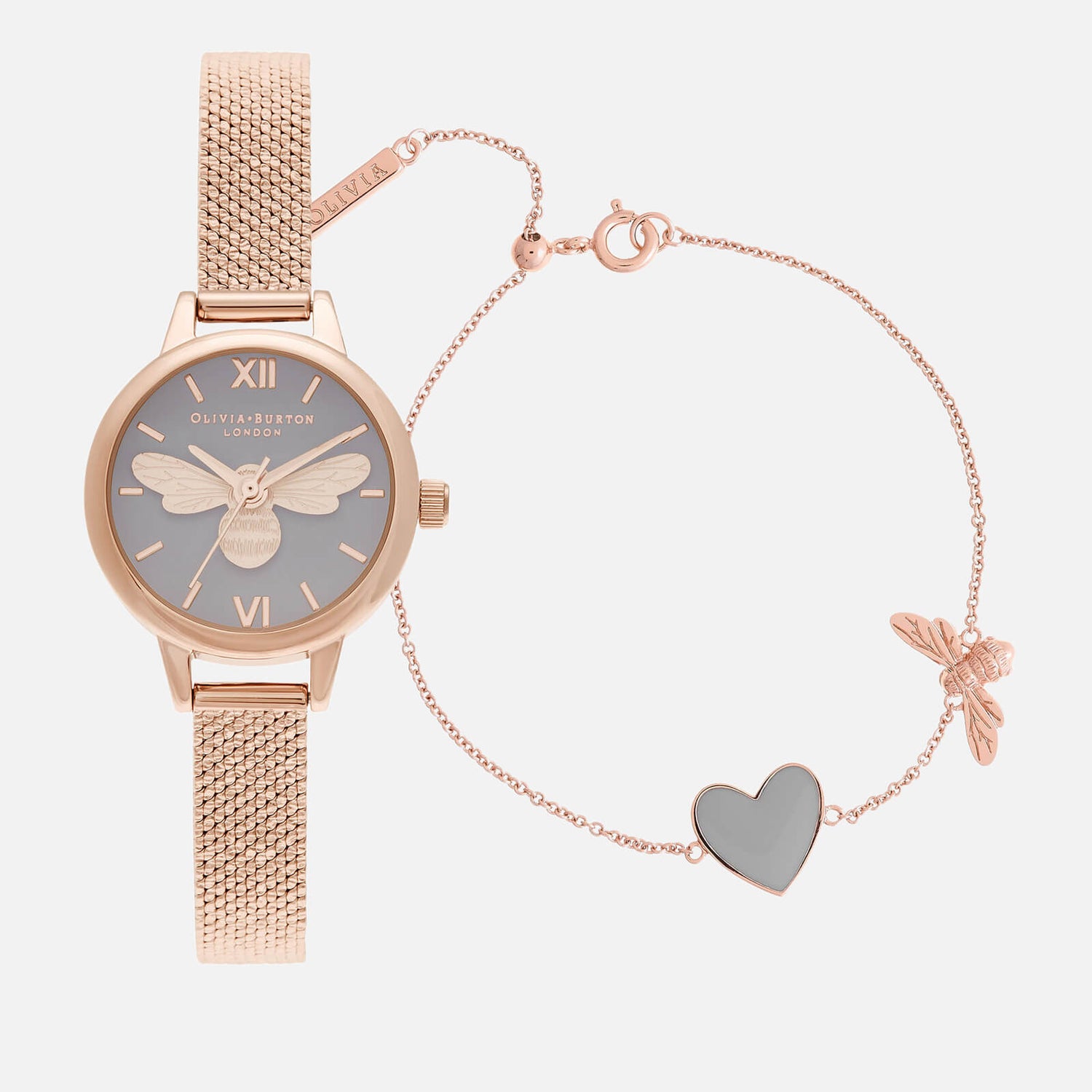Olivia Burton Women's Lucky Bee Mini You Have My Heart Watch/Bracelet Giftset - Rose Gold