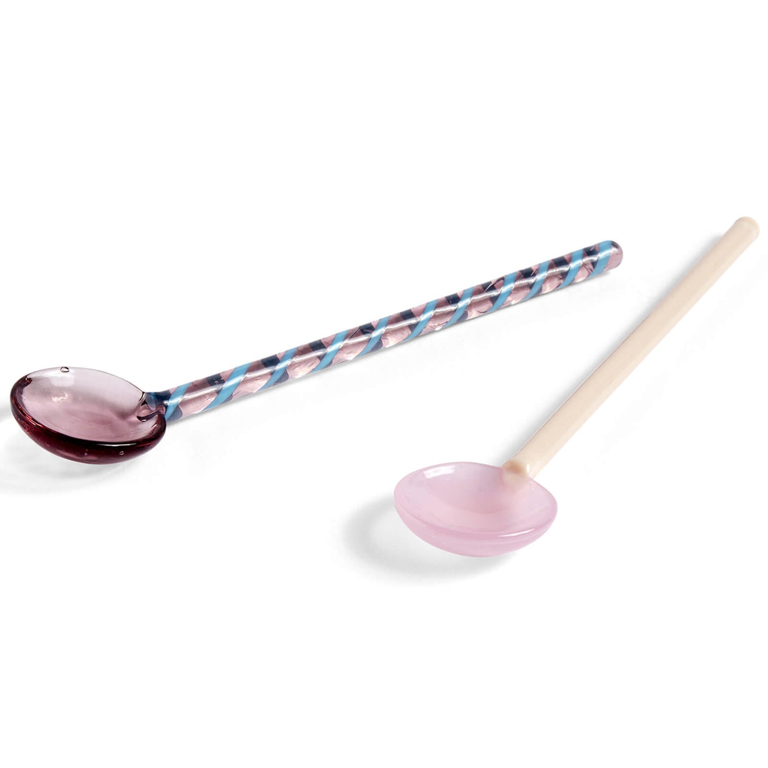 HAY Glass Spoons Round Set of 2 - Aubergine/Pink