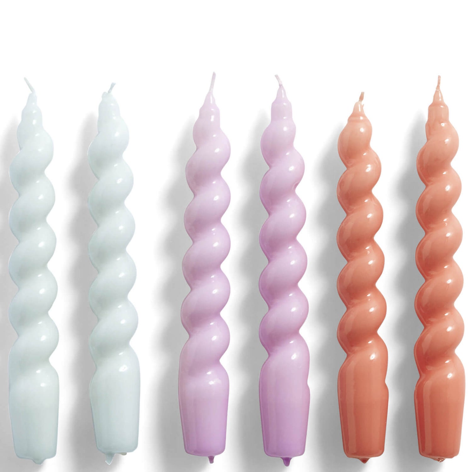 HAY Candle Spiral Set of 6 - Blue/Lilac/Apricot