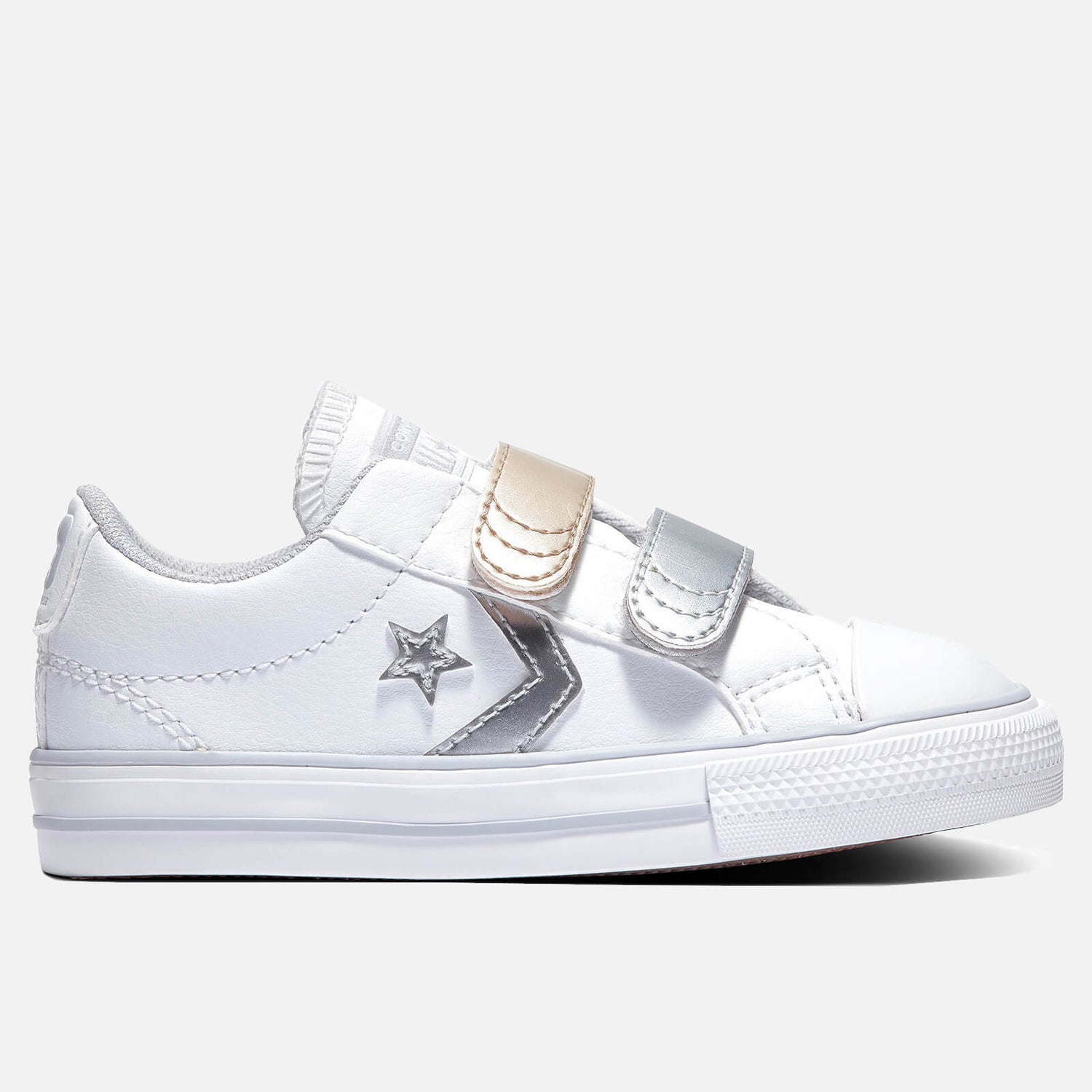 Converse Toddlers' Star Player Ox Metallic Velcro Trainers - White