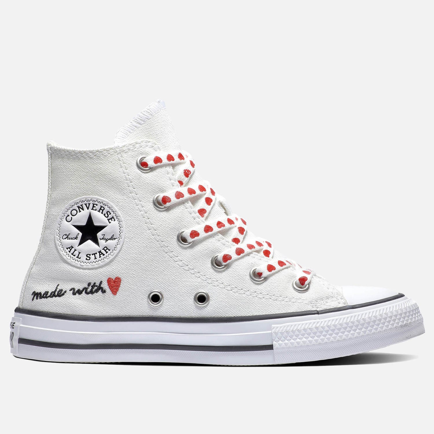 Converse Kids' Chuck Taylor All Star Heart Hi - Top Trainers - Vintage White