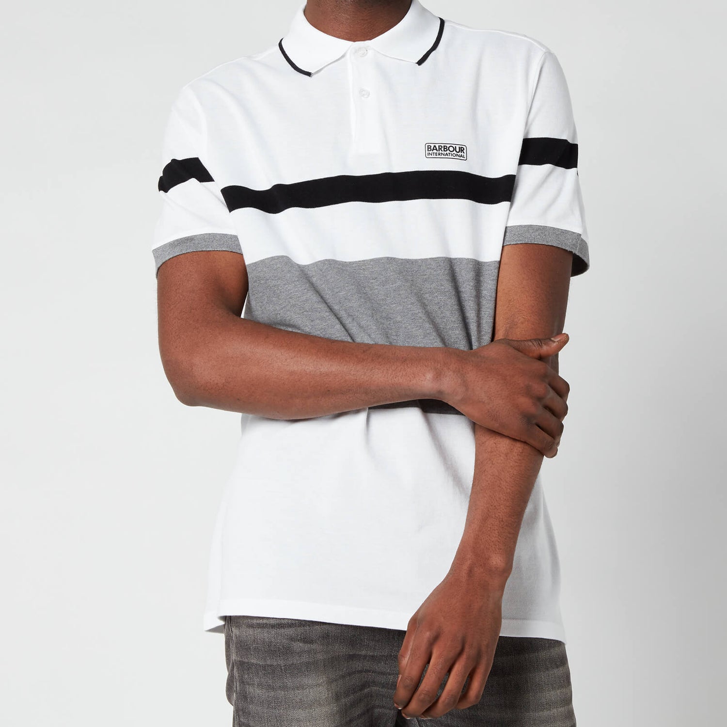 Barbour International Men's Clax Stripe Polo Shirt - White