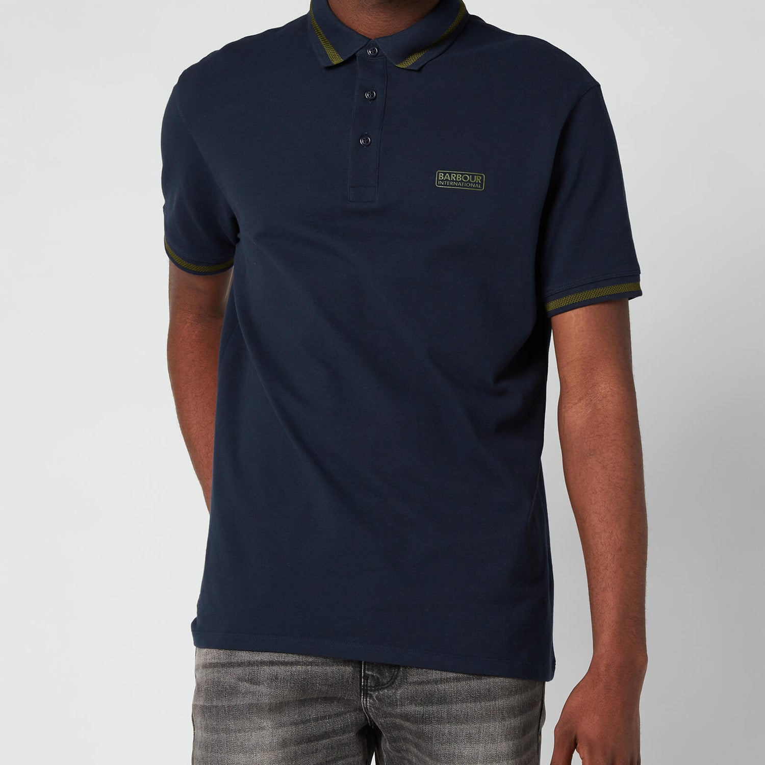 Barbour International Men's Grid Tipped Polo Shirt - Navy