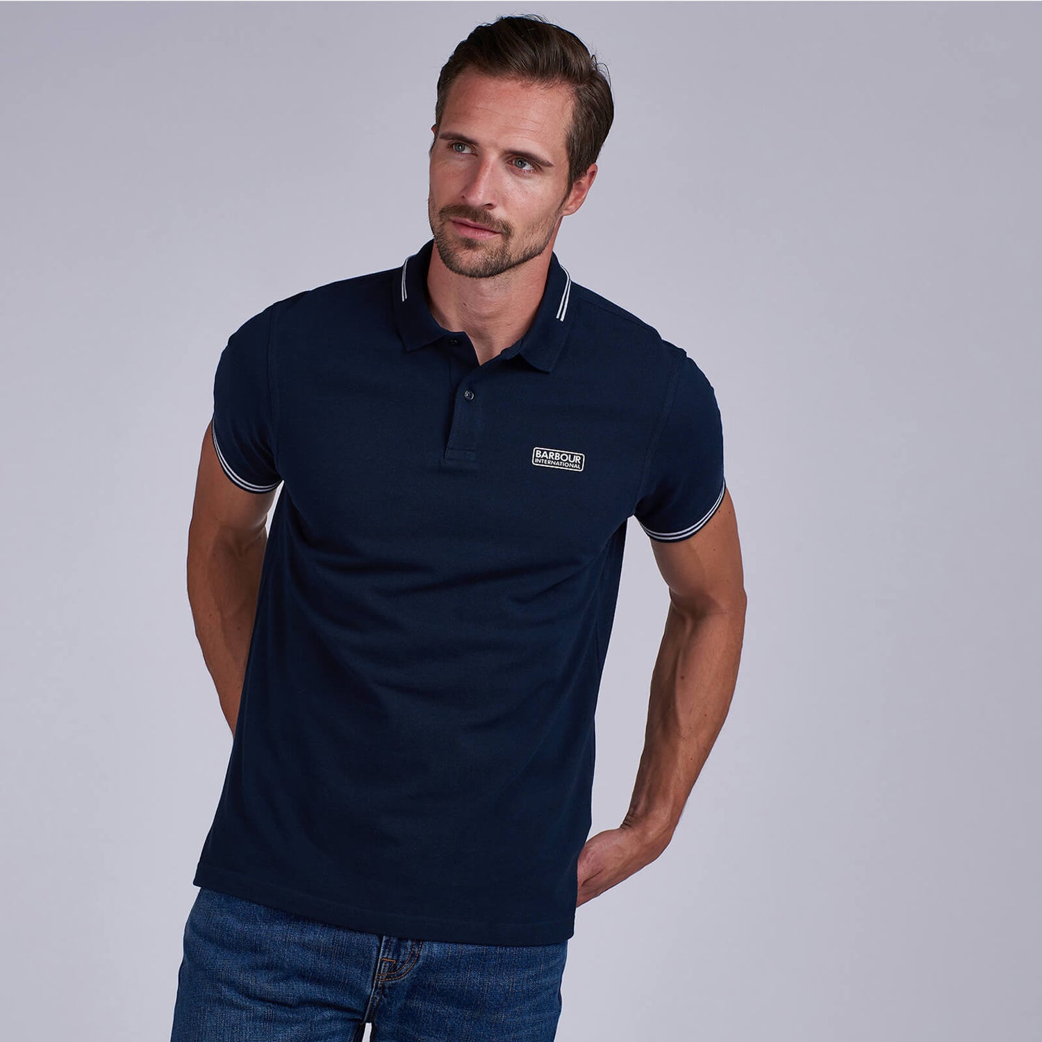Barbour International Men's Essential Tipped Polo Shirt - Navy - S
