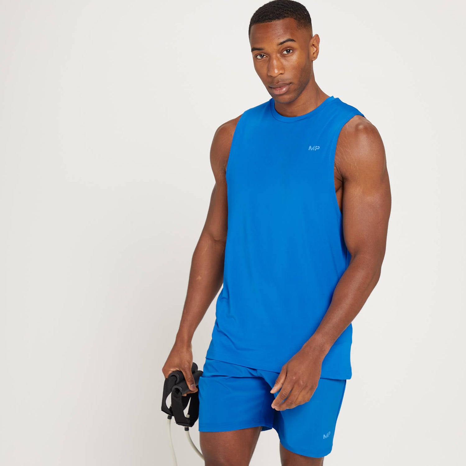 MP moška športna majica brez rokavov z grafičnim motivom Linear Mark - true blue modra