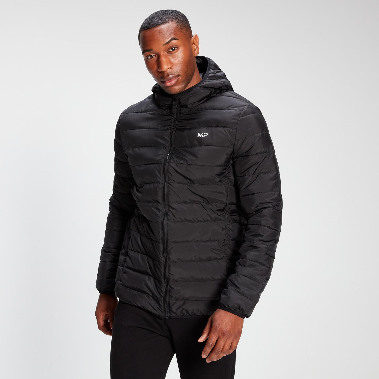 MP Men's Lightweight Hooded Packable Puffer Jacket - Black - S