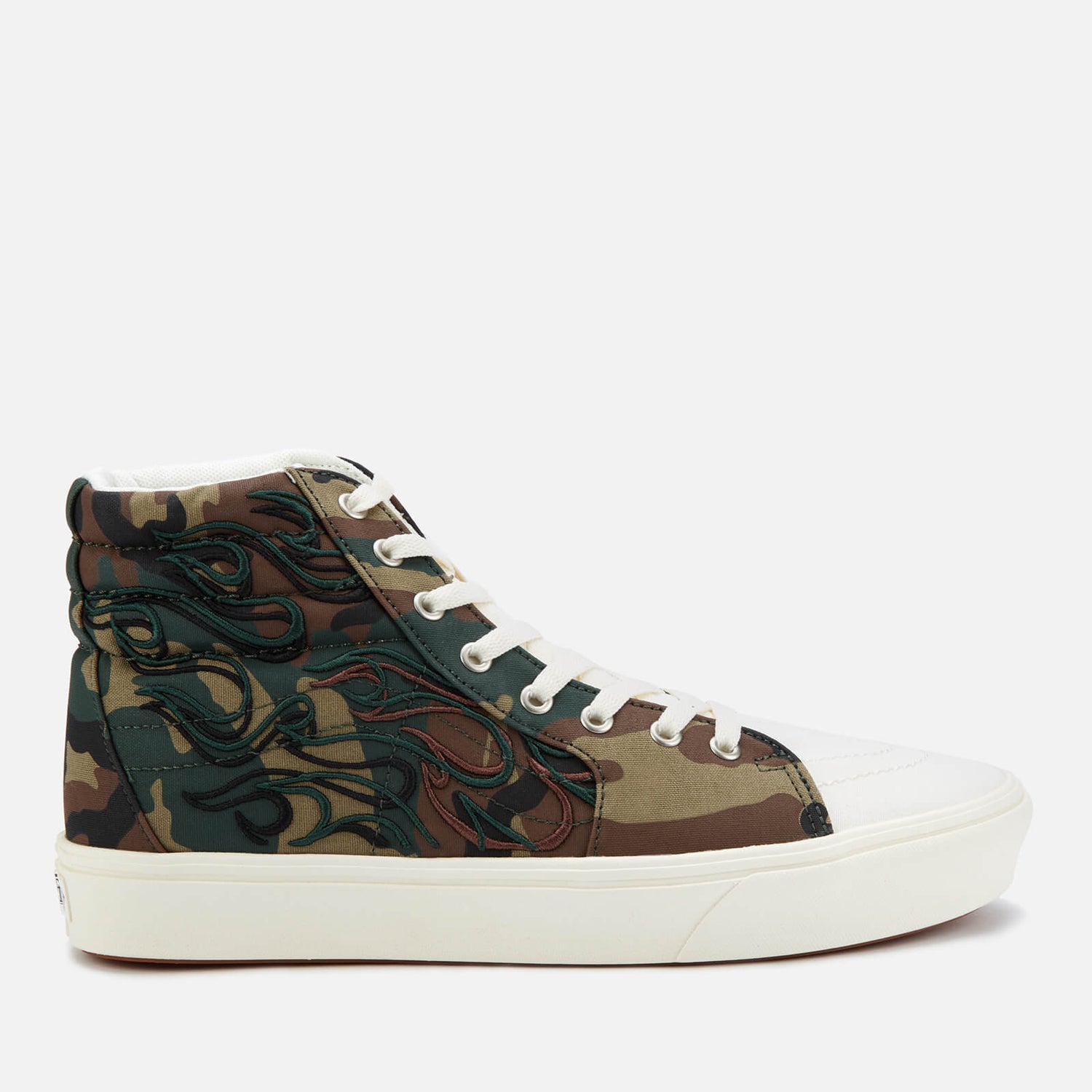 Vans Comfycush Flame Emroidery Sk8 Hi-Top Trainers - Woodland/Marshmallow