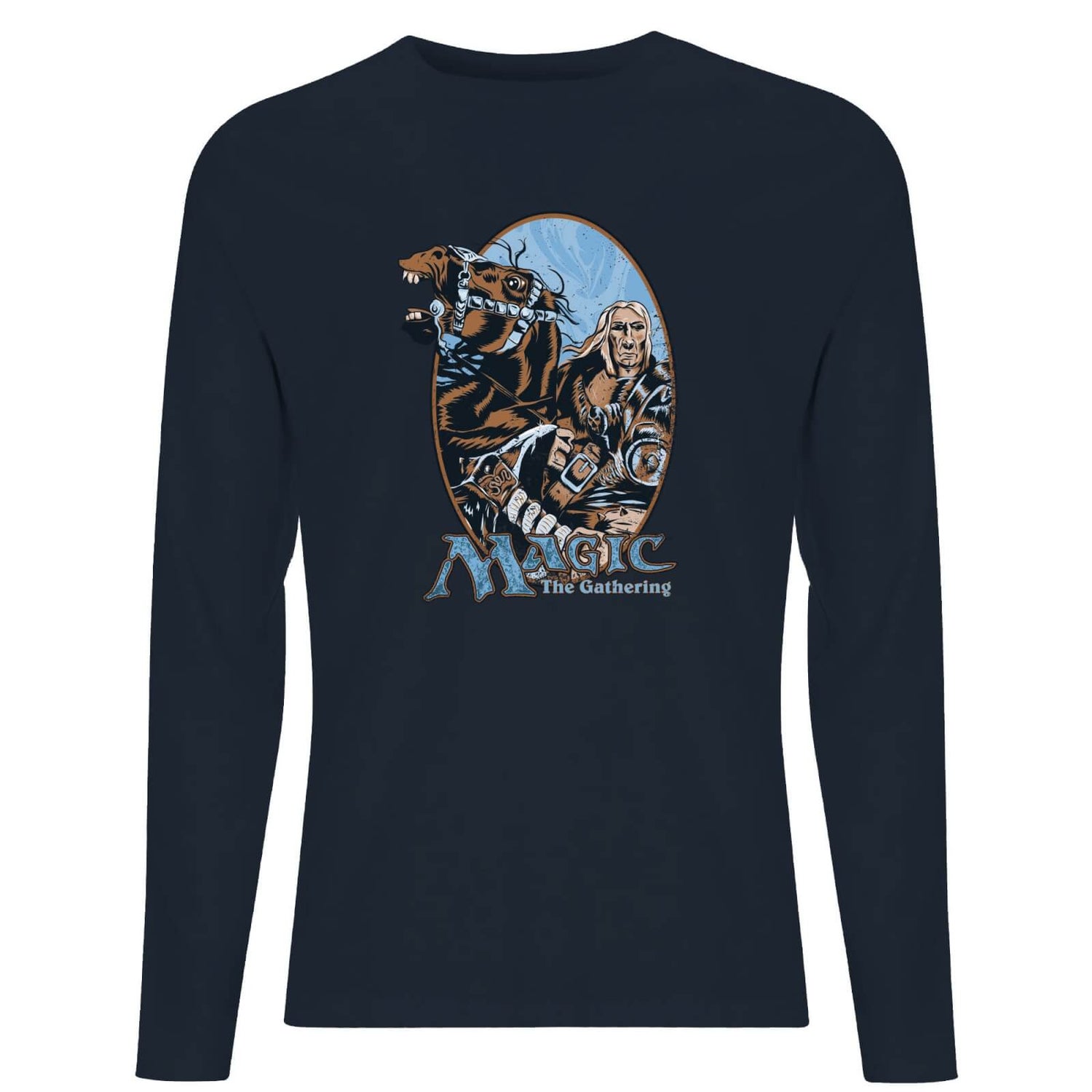 Magic the Gathering Retro Unisexe T-Shirt Manches Longues - Bleu Marine