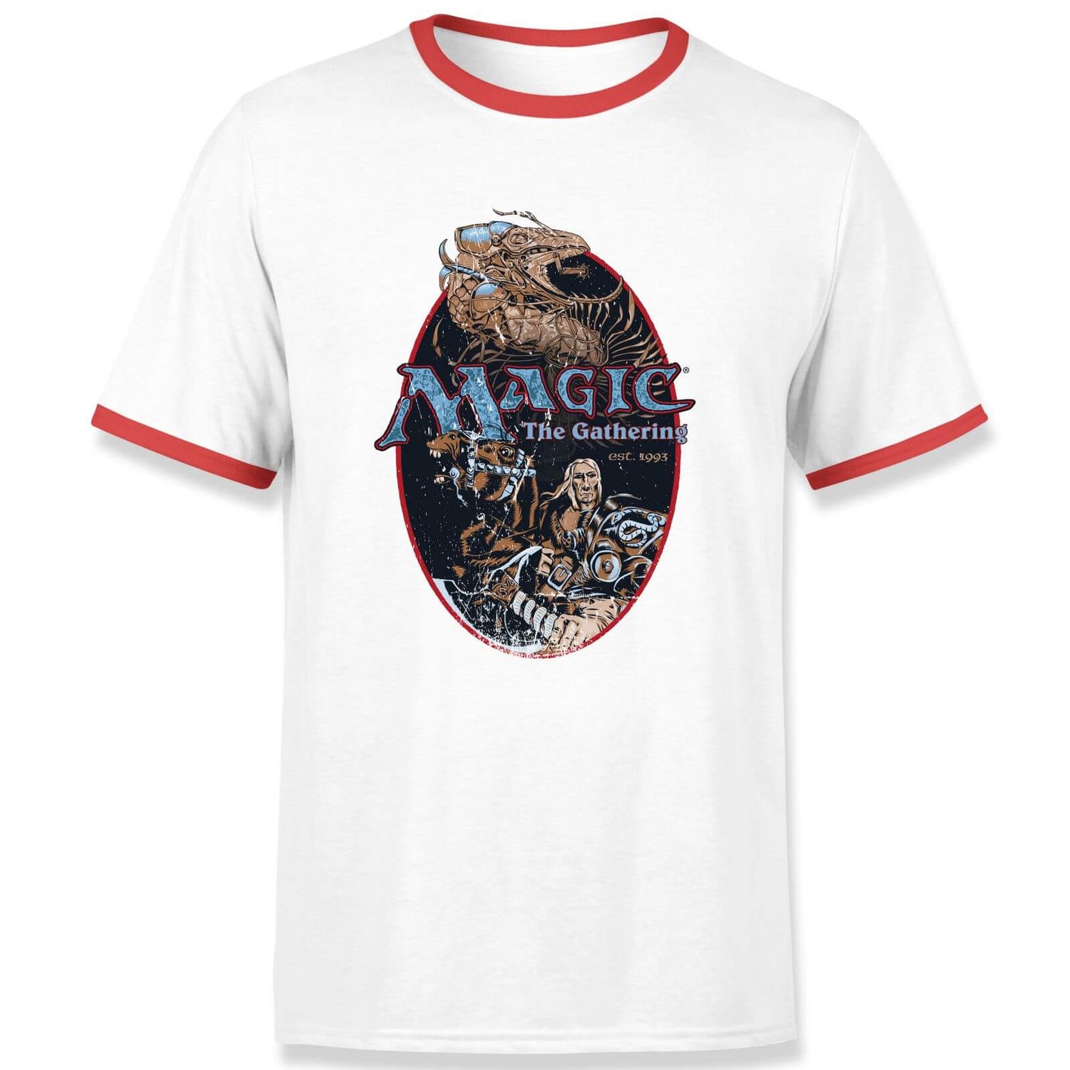 Magic the Gathering Est. 1993 Unisex Ringer T-Shirt - Weiß / Rot
