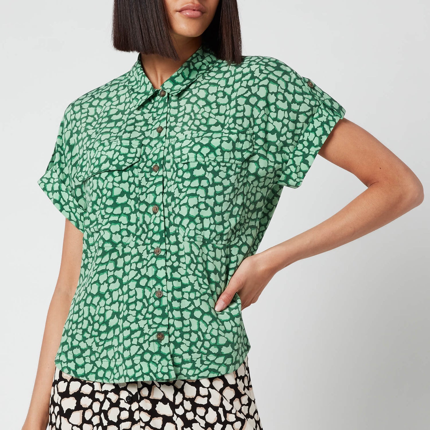Whistles Women's Giraffe Animal Pocket Shirt - Green/Multi