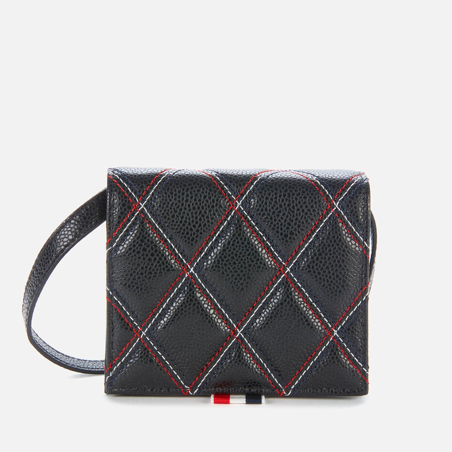 Thom Browne Women's Quilted Card Holder with Shoulder Strap - Black