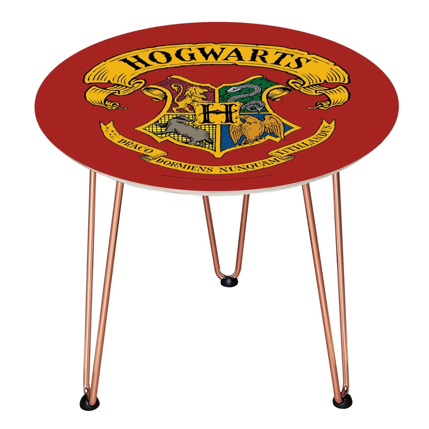 Decorsome x Harry Potter Crest Wooden Side Table - Rose gold
