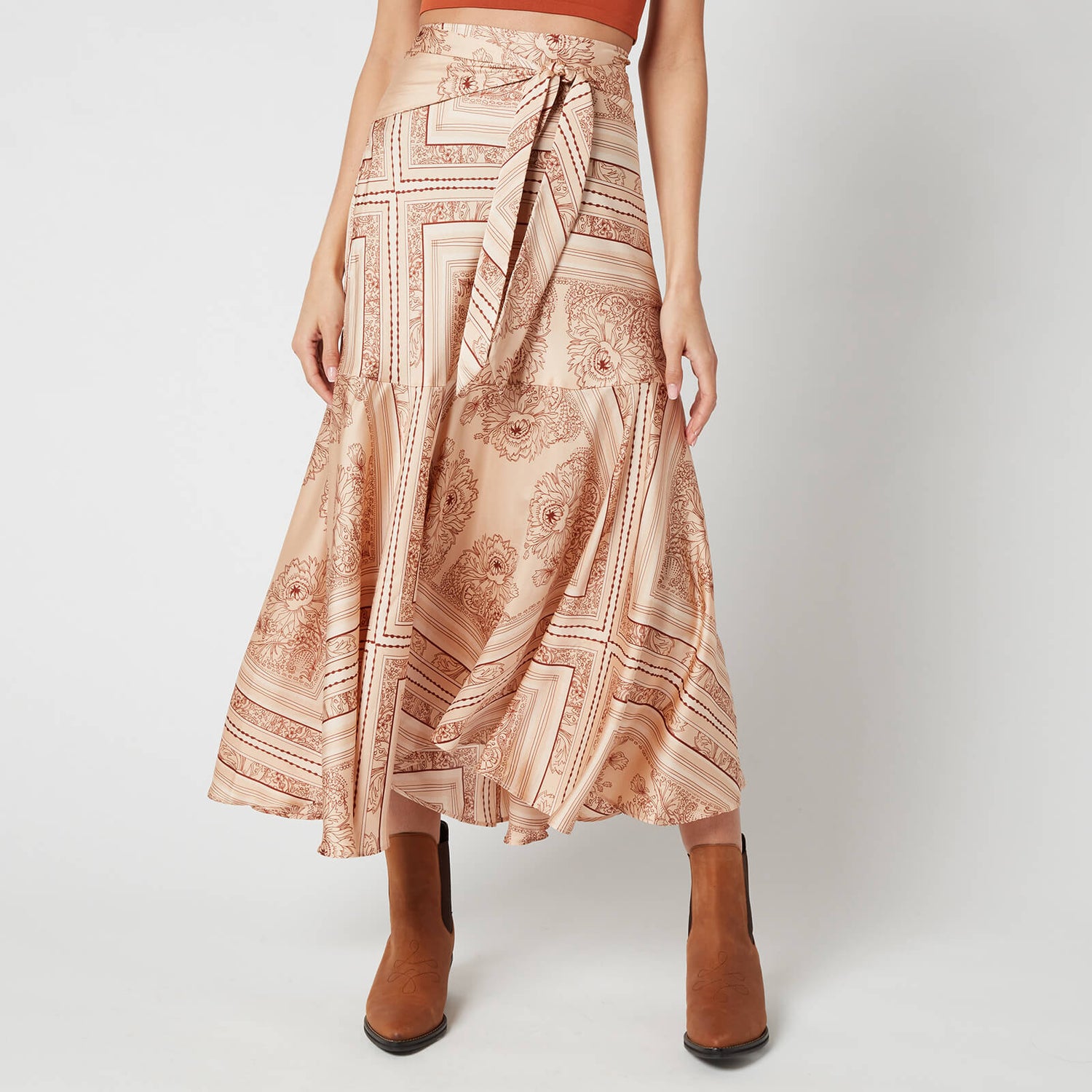 Free People Women's Hampton Wrap Skirt - Latte Combo