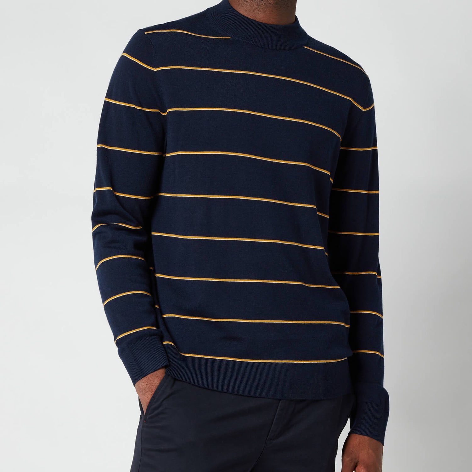 Ted Baker Men's Nocal Contrast Stripe Mockneck Sweatshirt - Navy