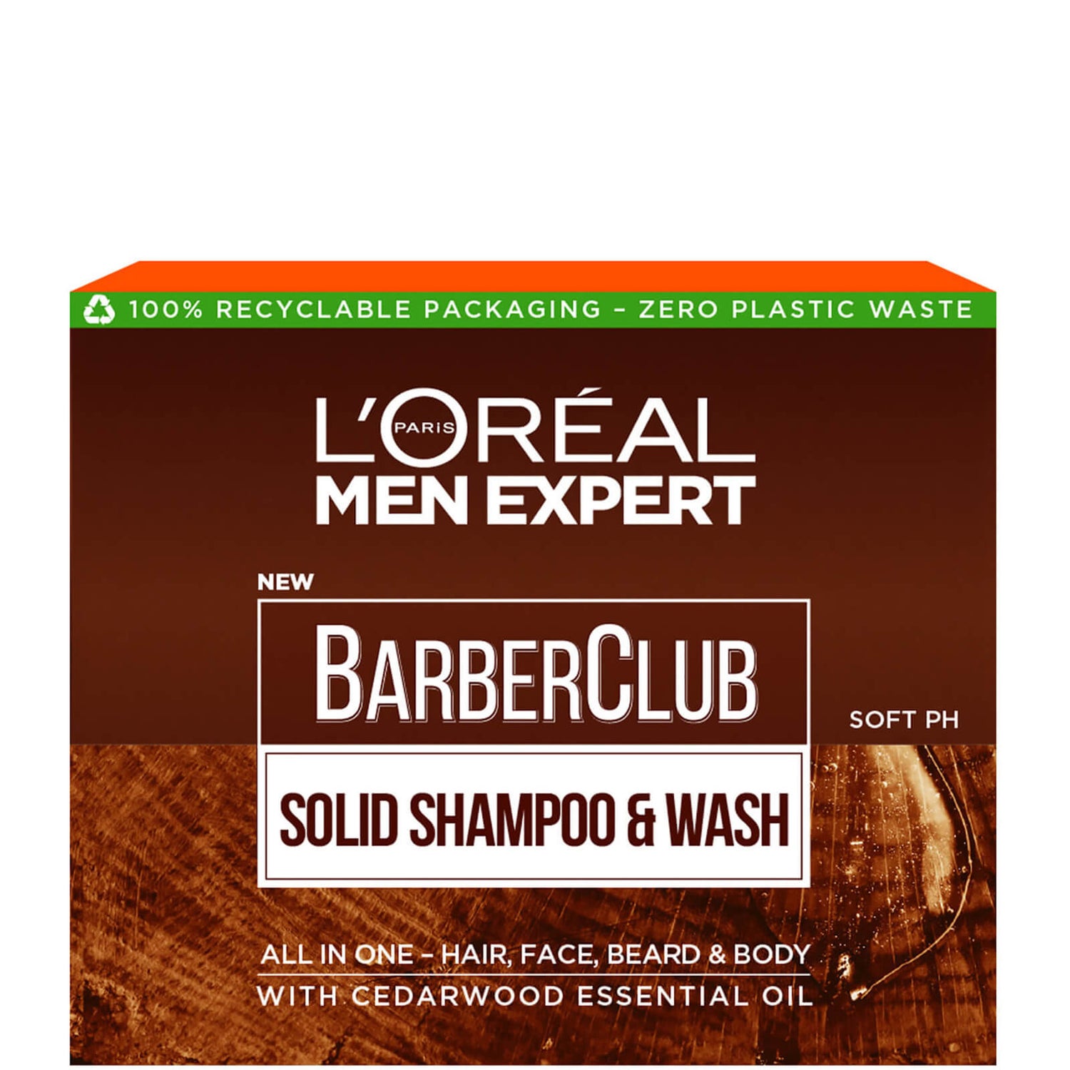 L'Oréal Paris Men Expert Barber Club Shampoo solido e sapone solido per capelli, viso, barba e corpo 80ml