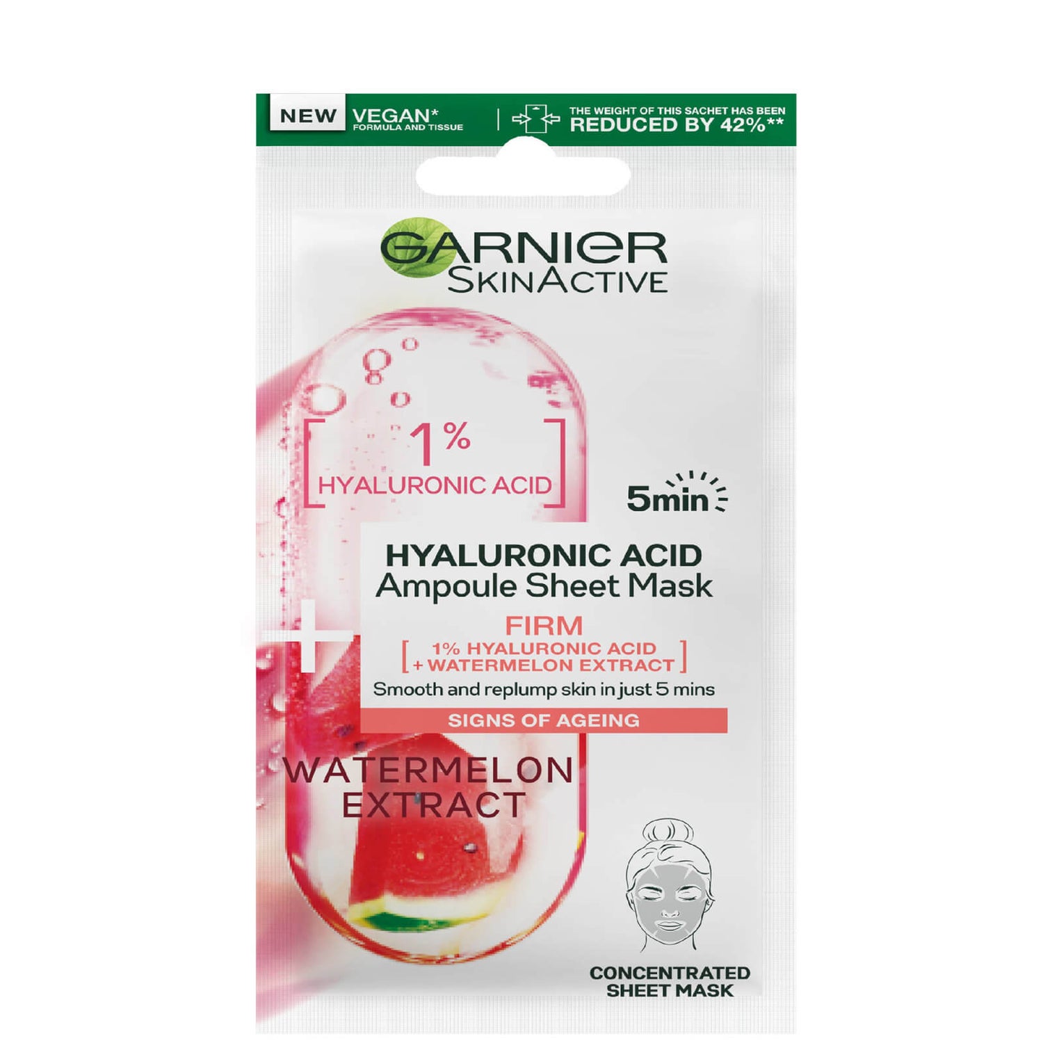 Masque en tissu ampoule raffermissant au melon et 1 % d''acide hyaluronique SkinActive Garnier 15 g