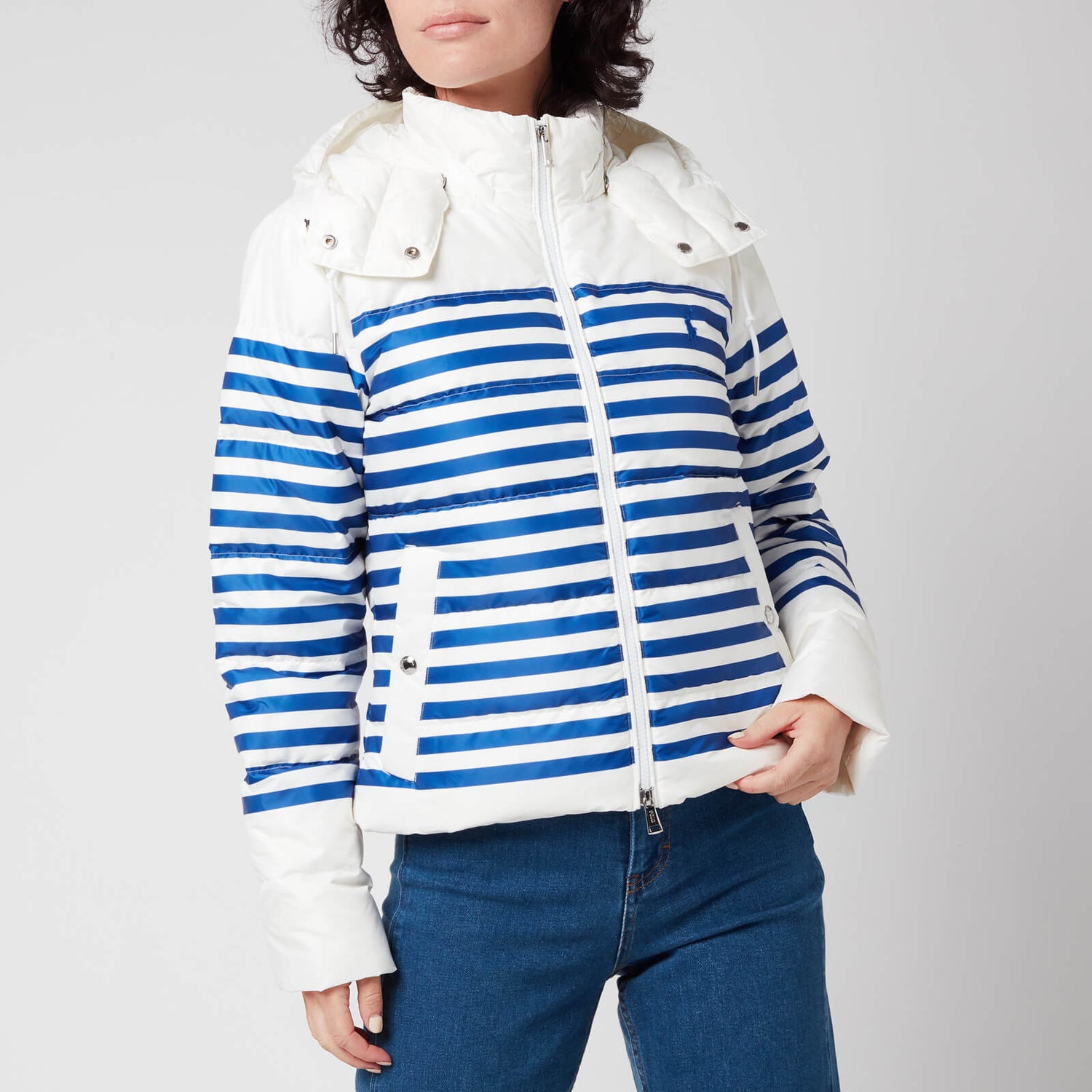 Polo Ralph Lauren Women's Down Fill Jacket - White/Blue Stripe