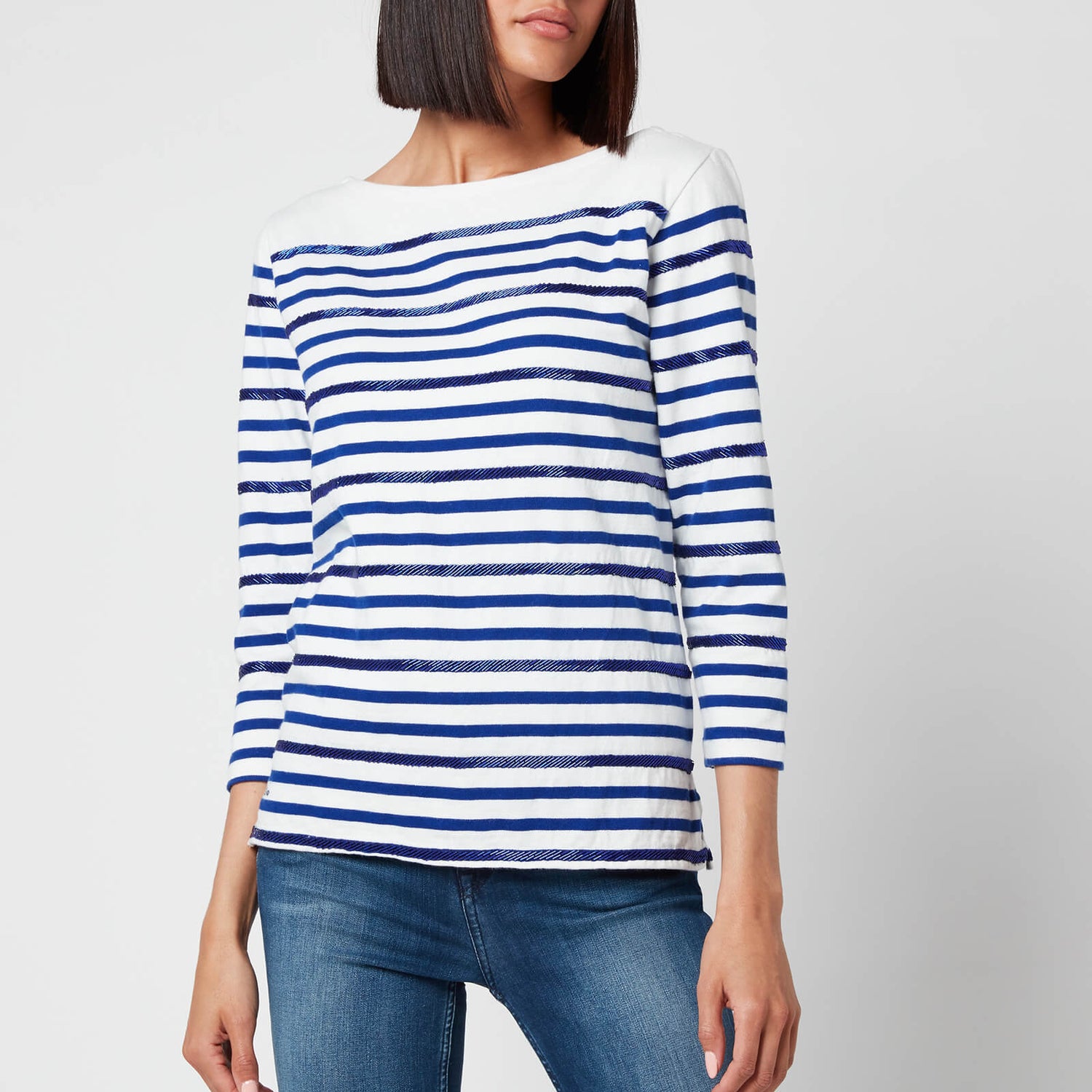 Polo Ralph Lauren Women's Stripe Logo T-Shirt - Deckwash White/Heritage Royal