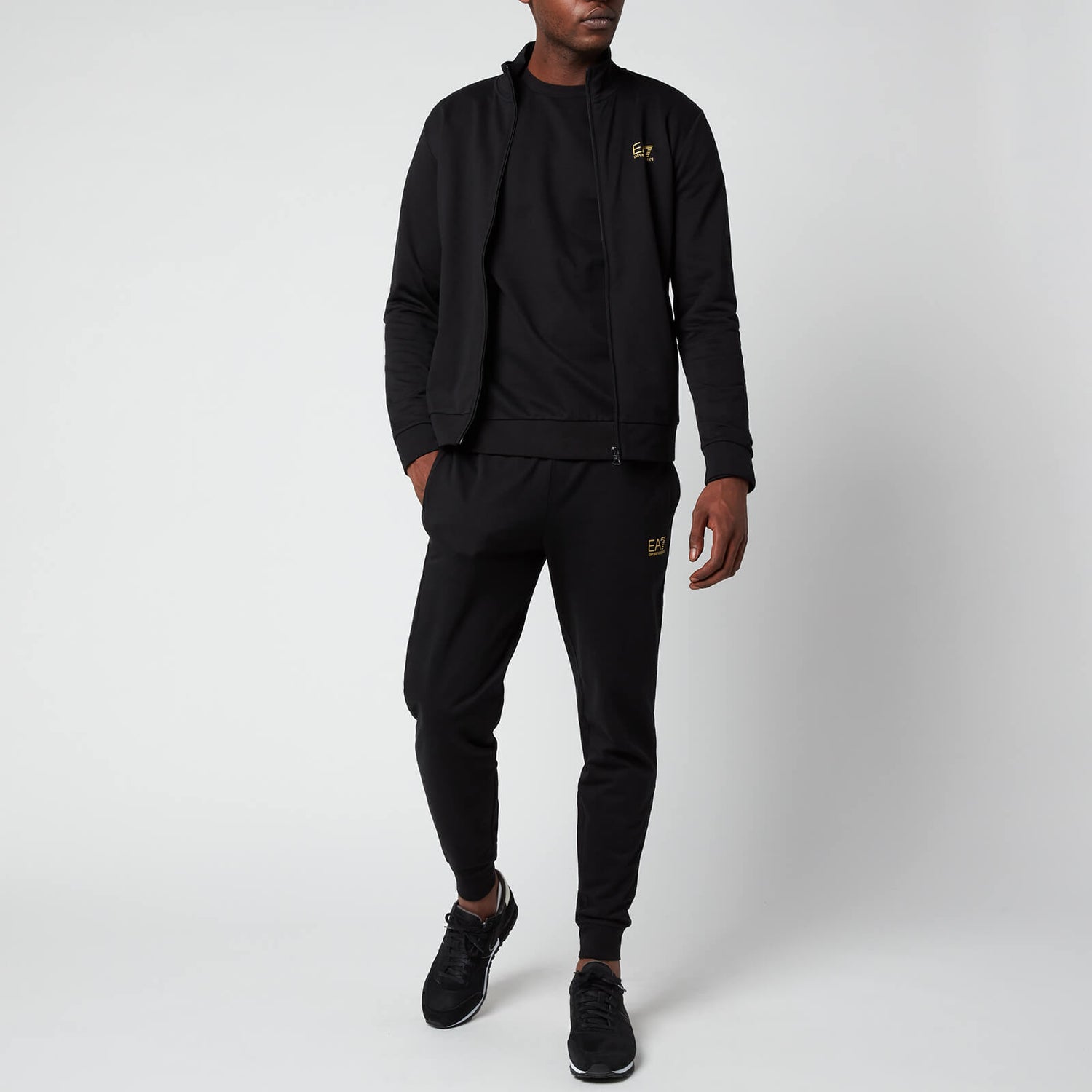 EA7 Men's Core Identity French Terry Tracksuit - Black/Gold - S