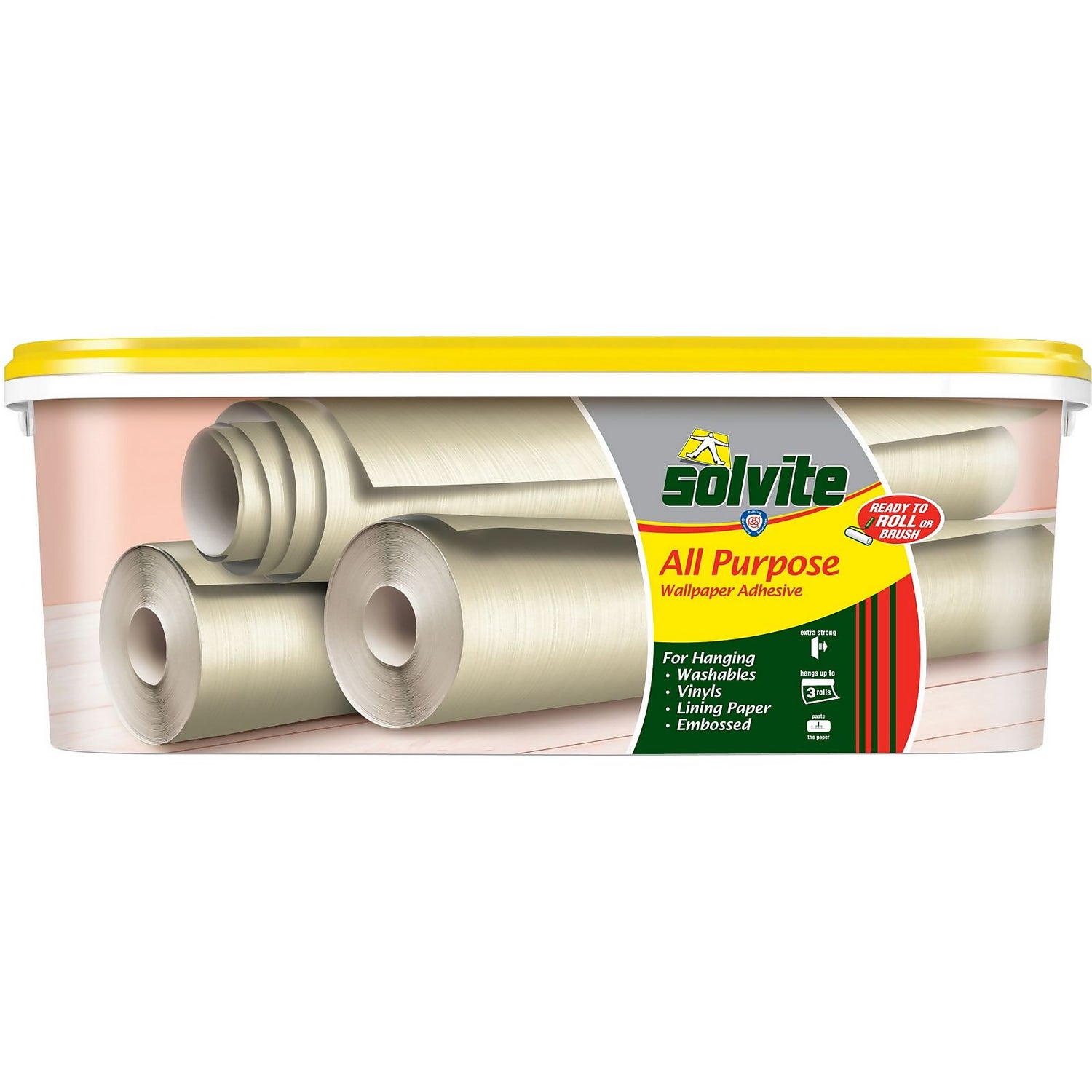 Solvite All Purpose Wallpaper Adhesive - 5 Roll Ready Mix Bucket | Homebase