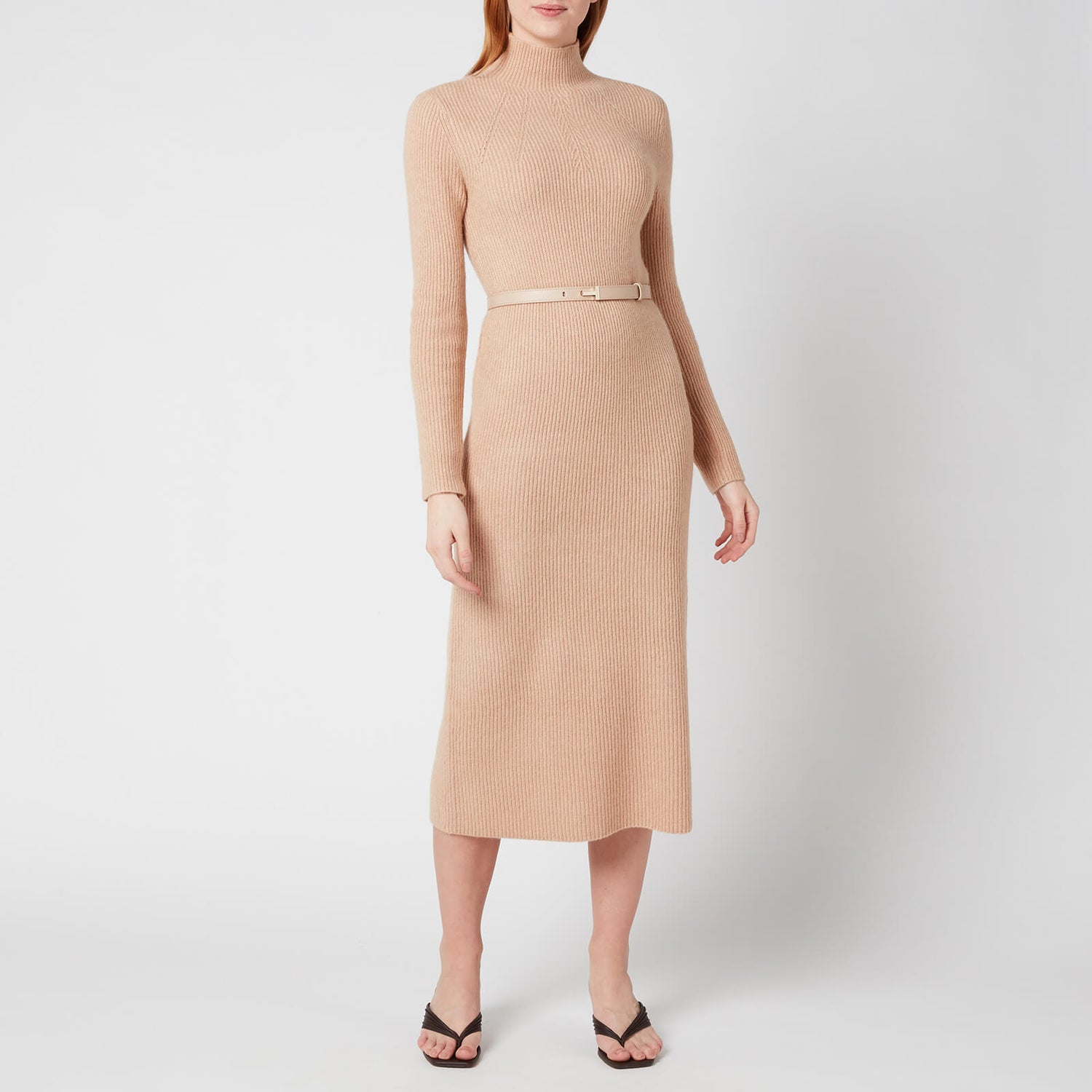 Ted Baker Women's Conniey Funnel Neck Chunky Knitted Midi Dress - Camel