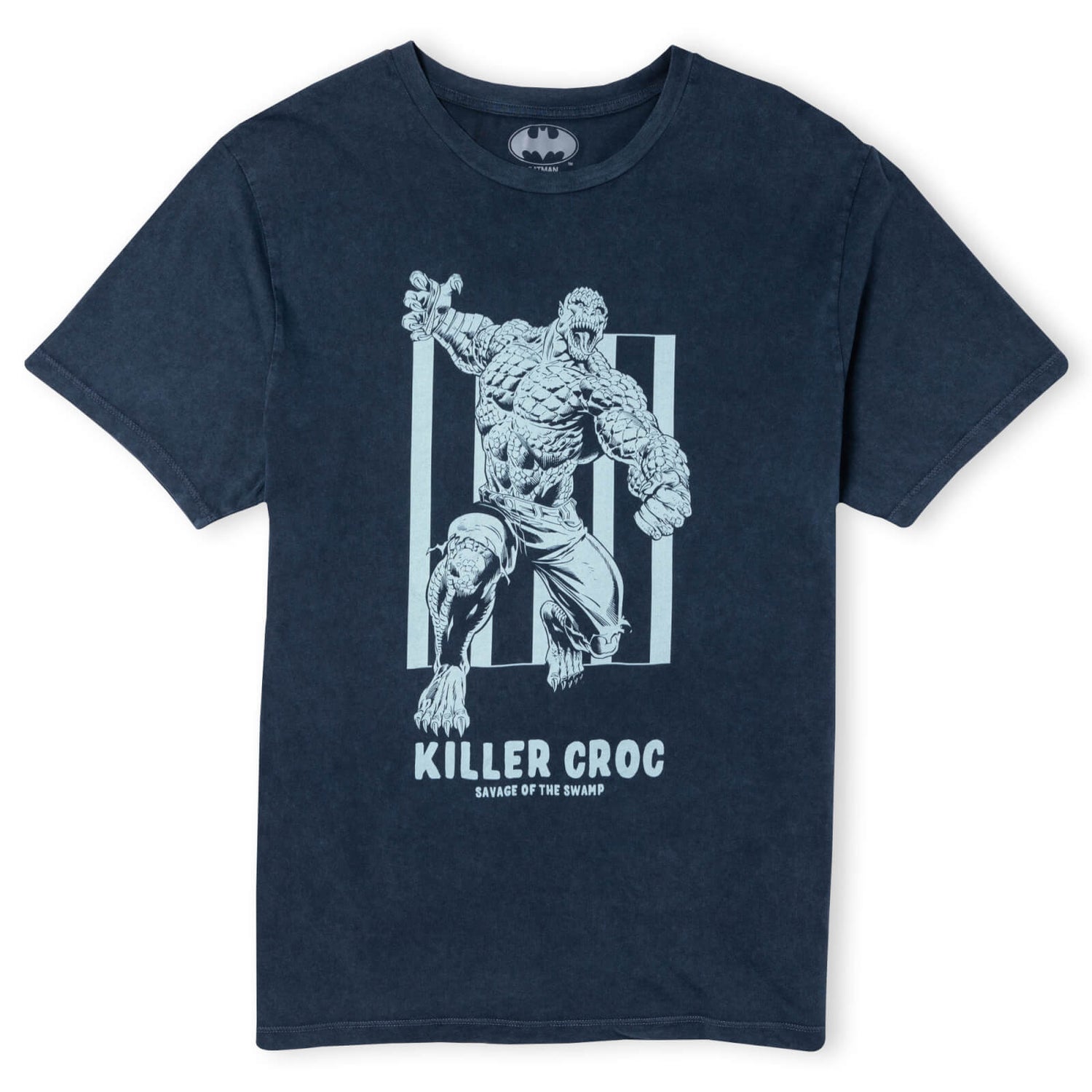 Batman Villains Killer Croc Unisex T-Shirt - Navy Acid Wash