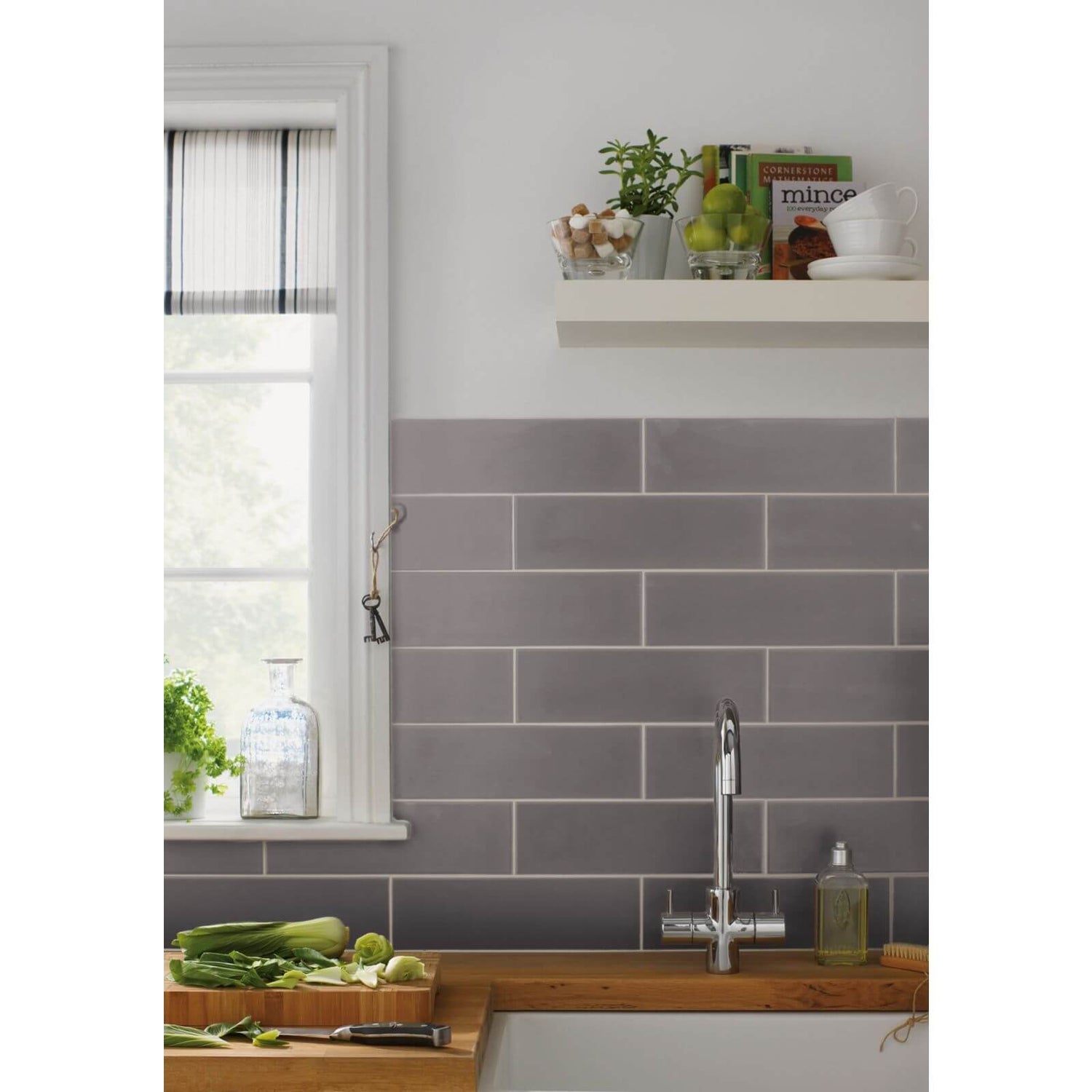 Islington Wall Tile Matt Ash 330 X 100mm Homebase