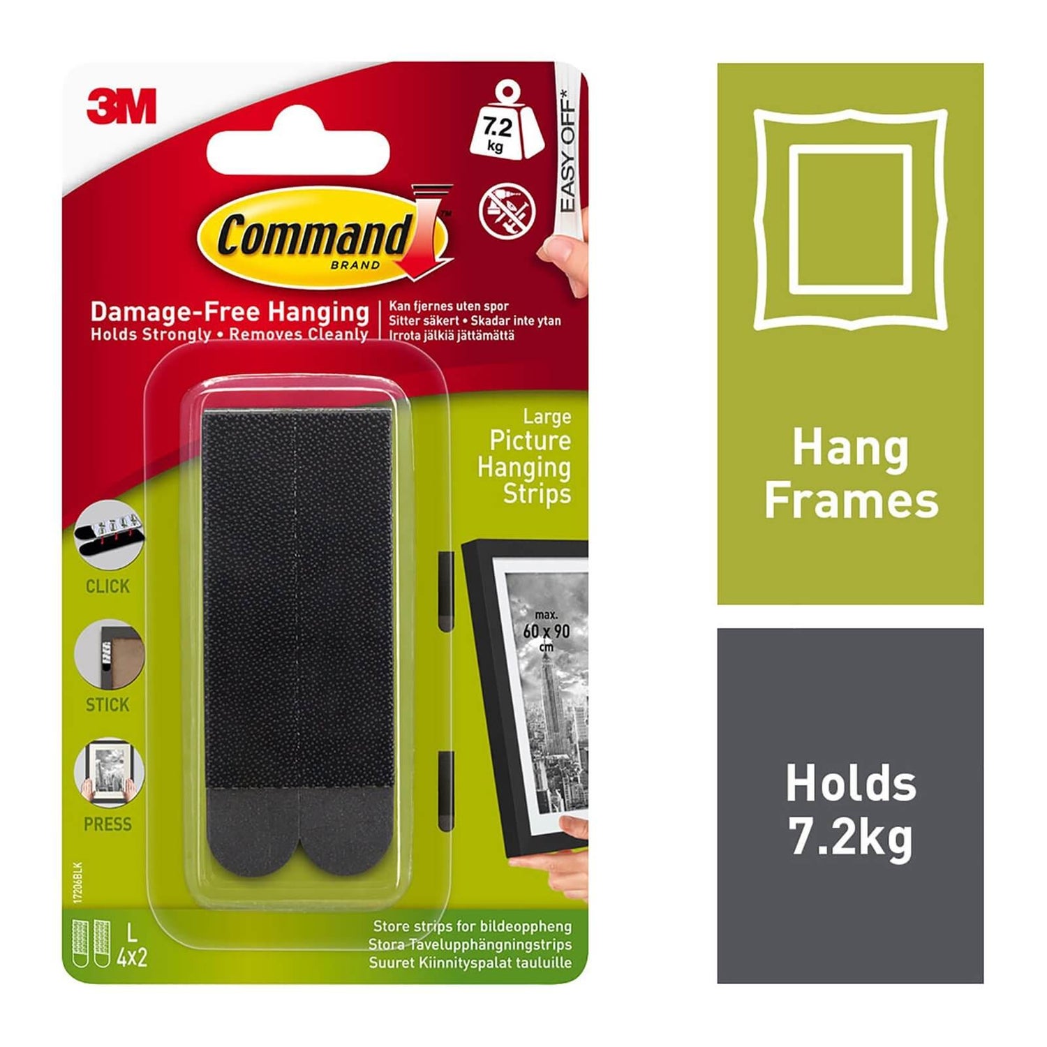 3M UK 3M Command Picture Hanging Strips Large White (Pack 4) 17206