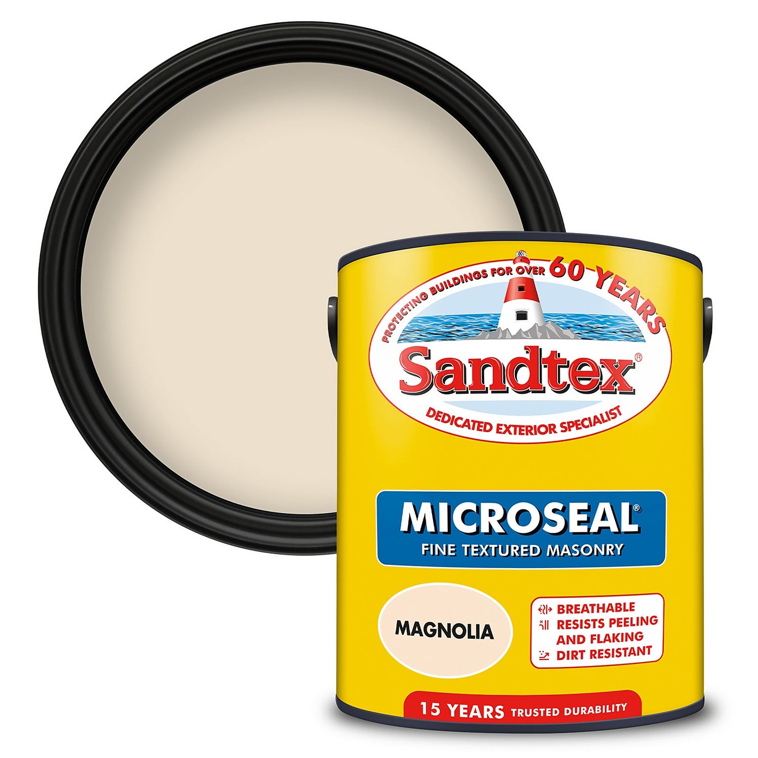 Sandtex Textured Masonry Paint Magnolia - 5L | Homebase