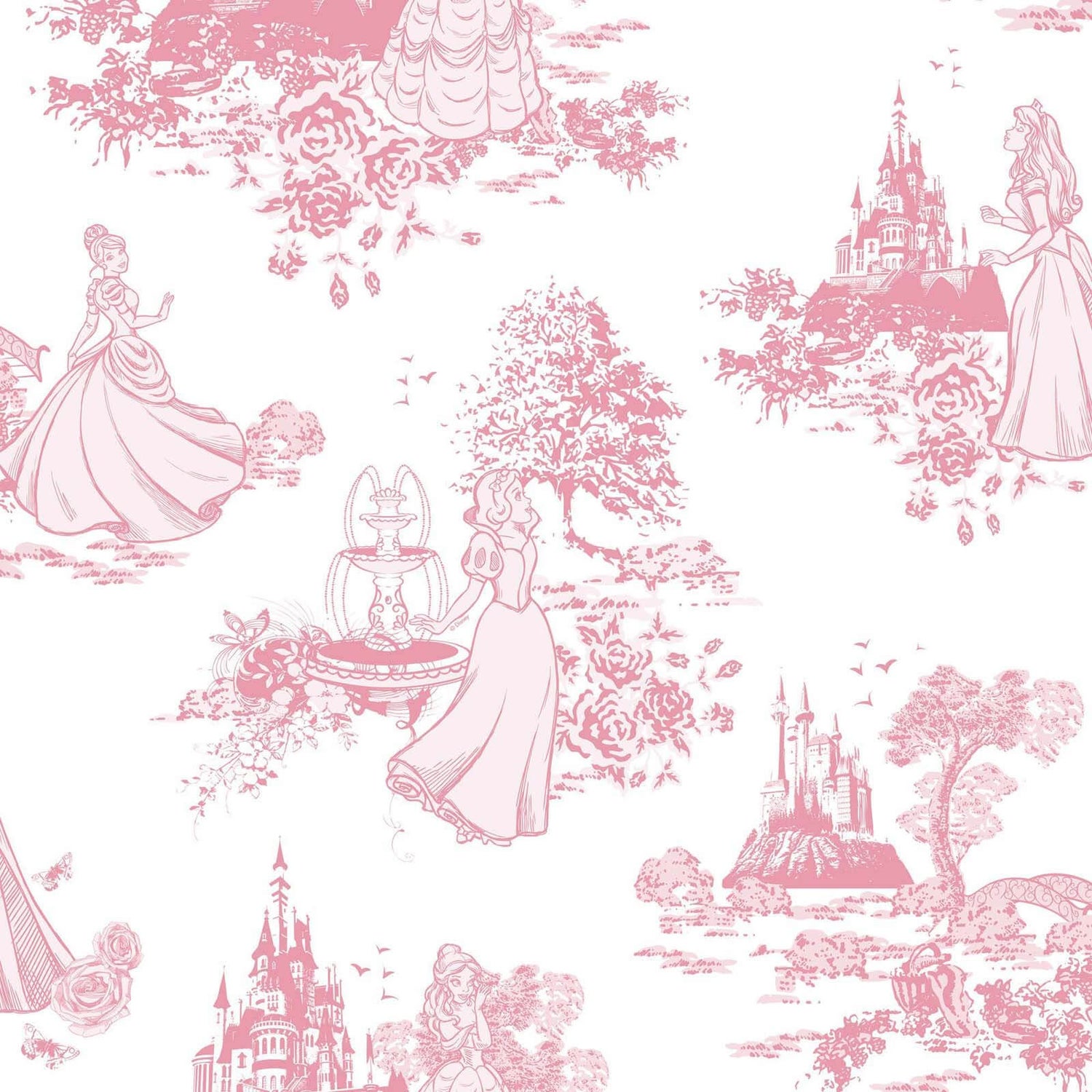 Disney Princess Toile Wallpaper | Homebase