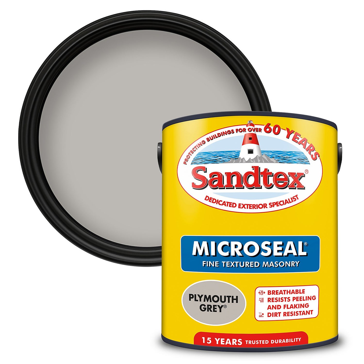 Sandtex Textured Masonry Paint Plymouth Grey - 5L | Homebase