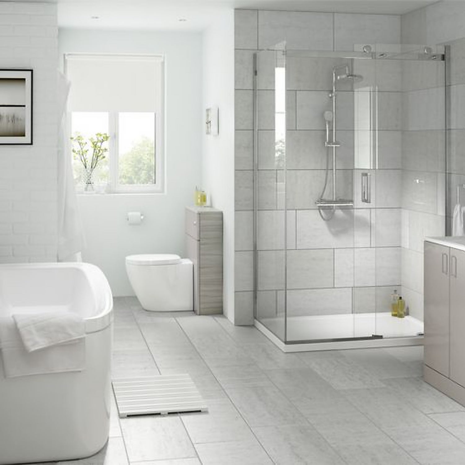 Classico Light Grey Wall And Floor Tile, Light Grey Bathroom Floor Tiles