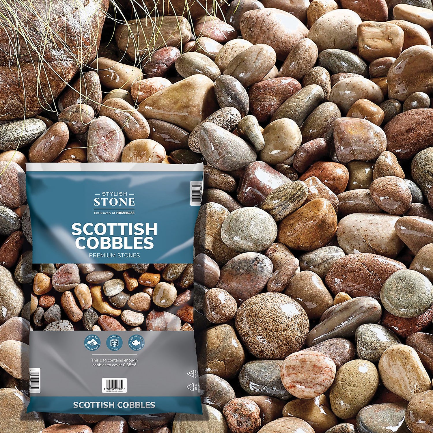 Stylish Stone Premium Scottish Cobbles Large Pack 19kg Homebase