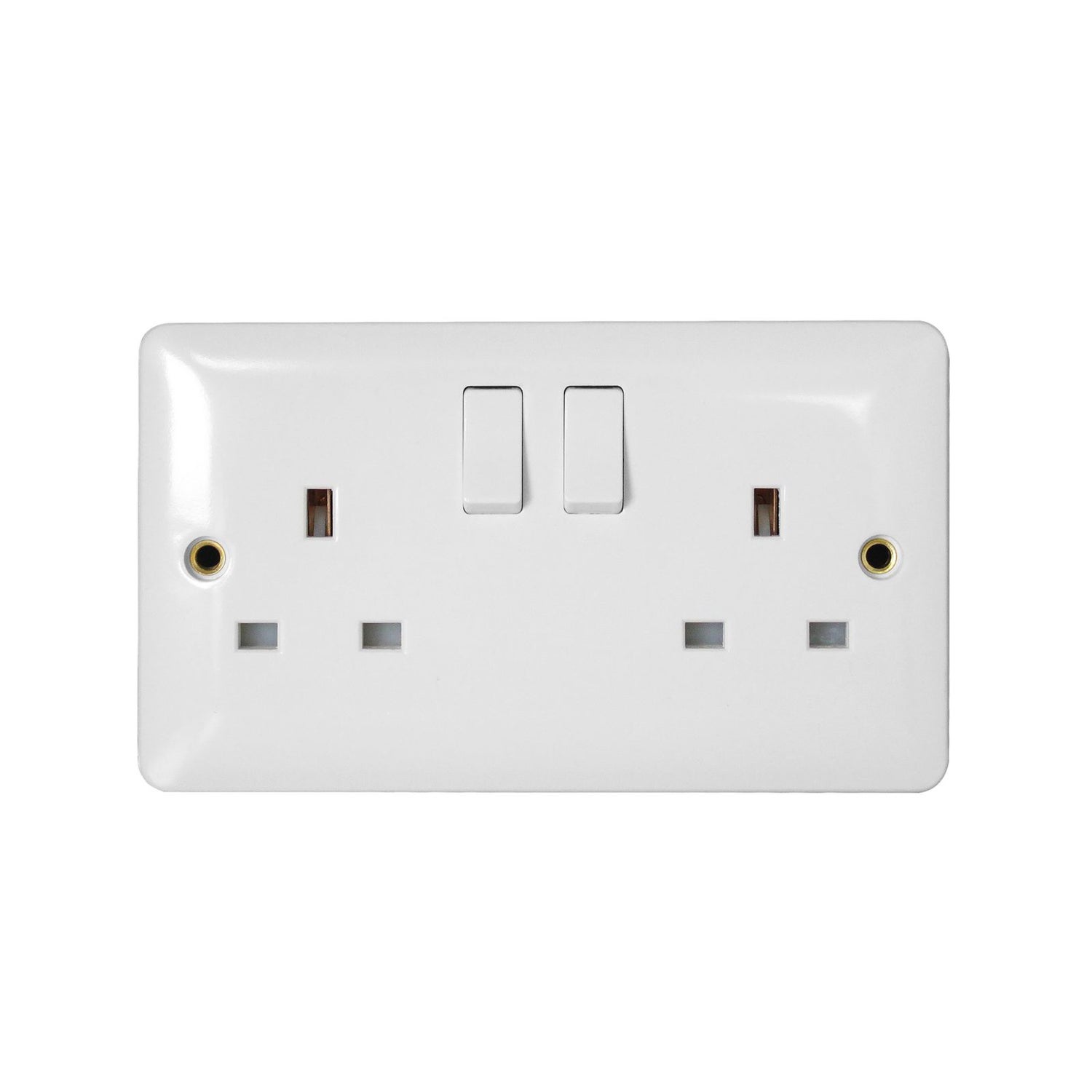 Arlec Slim Line 13 Amp 2 Gang Single Pole Switched Socket White