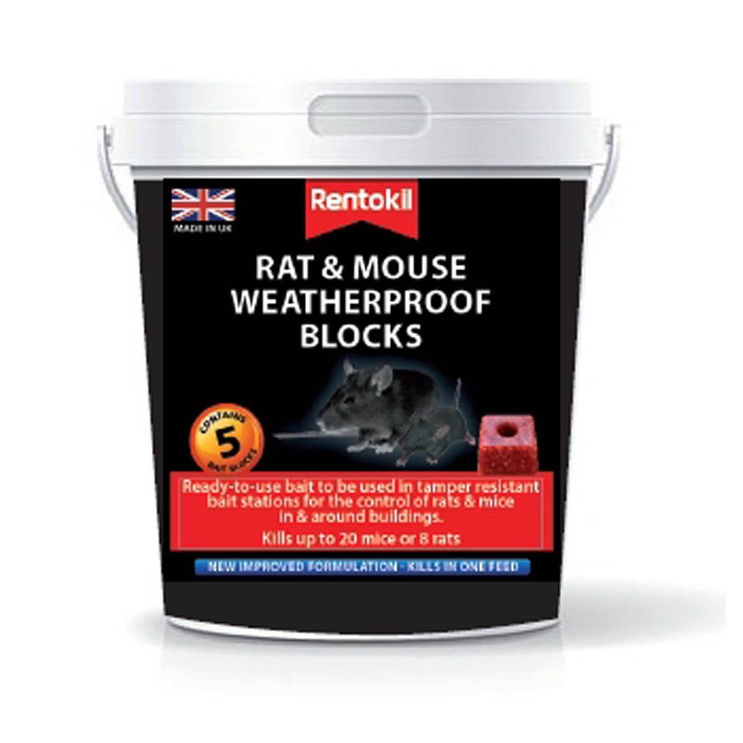 Rentokil Rat & Mouse Bait Blocks (Pack of 5)