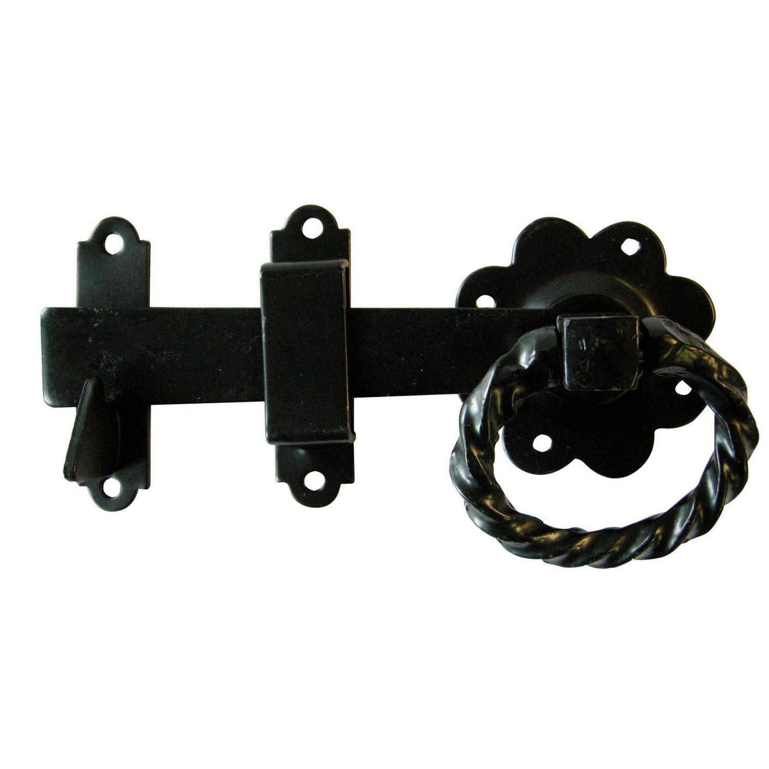 Twisted Heavy Ring Gate Latch Antique Black