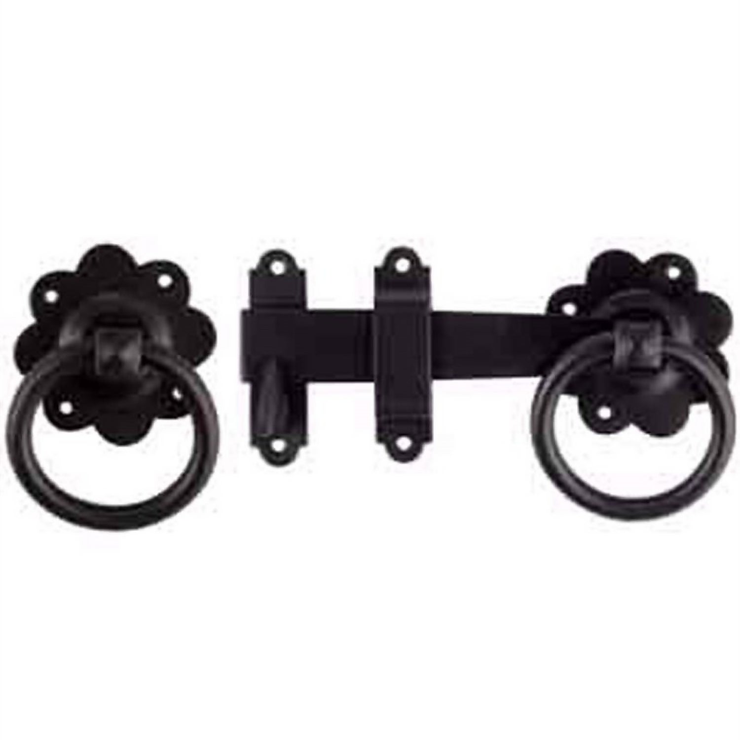 Snug Cottage [4149-LDSP] Exterior Gate Ring Turn Latch - Deluxe Kit -  Twisted Ring - Black Finish - 6