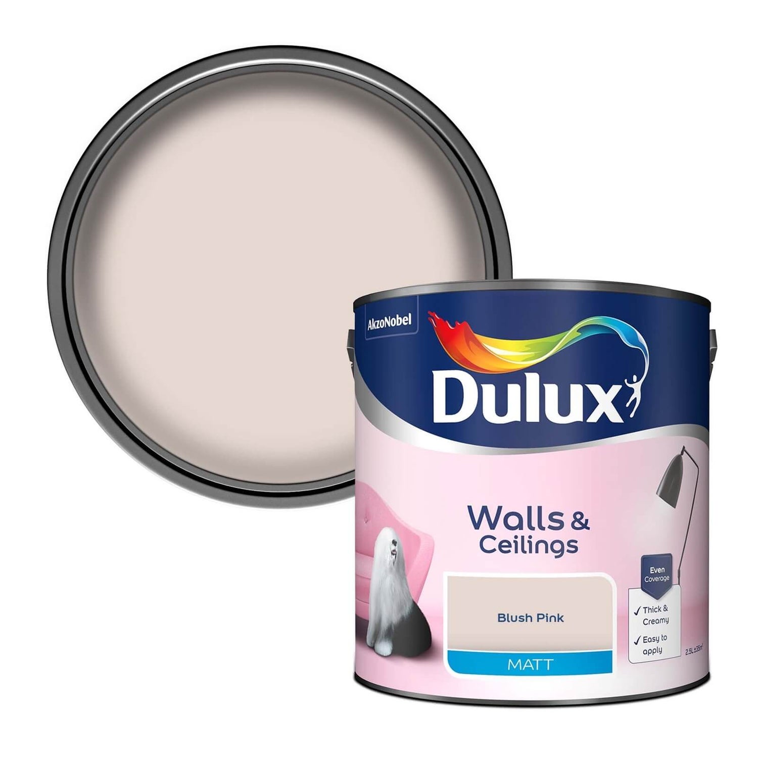 Dulux Matt Emulsion Paint Blush Pink - 2.5L