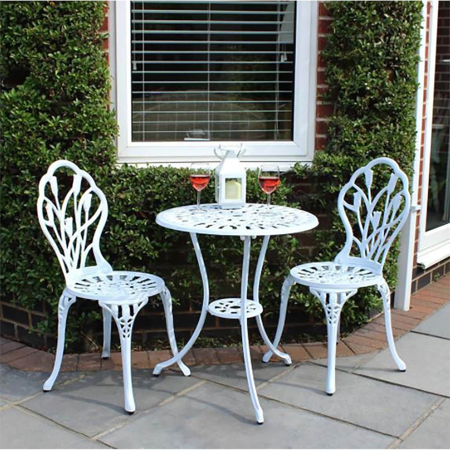 Charles bentley wrought iron bistro set grey 2025