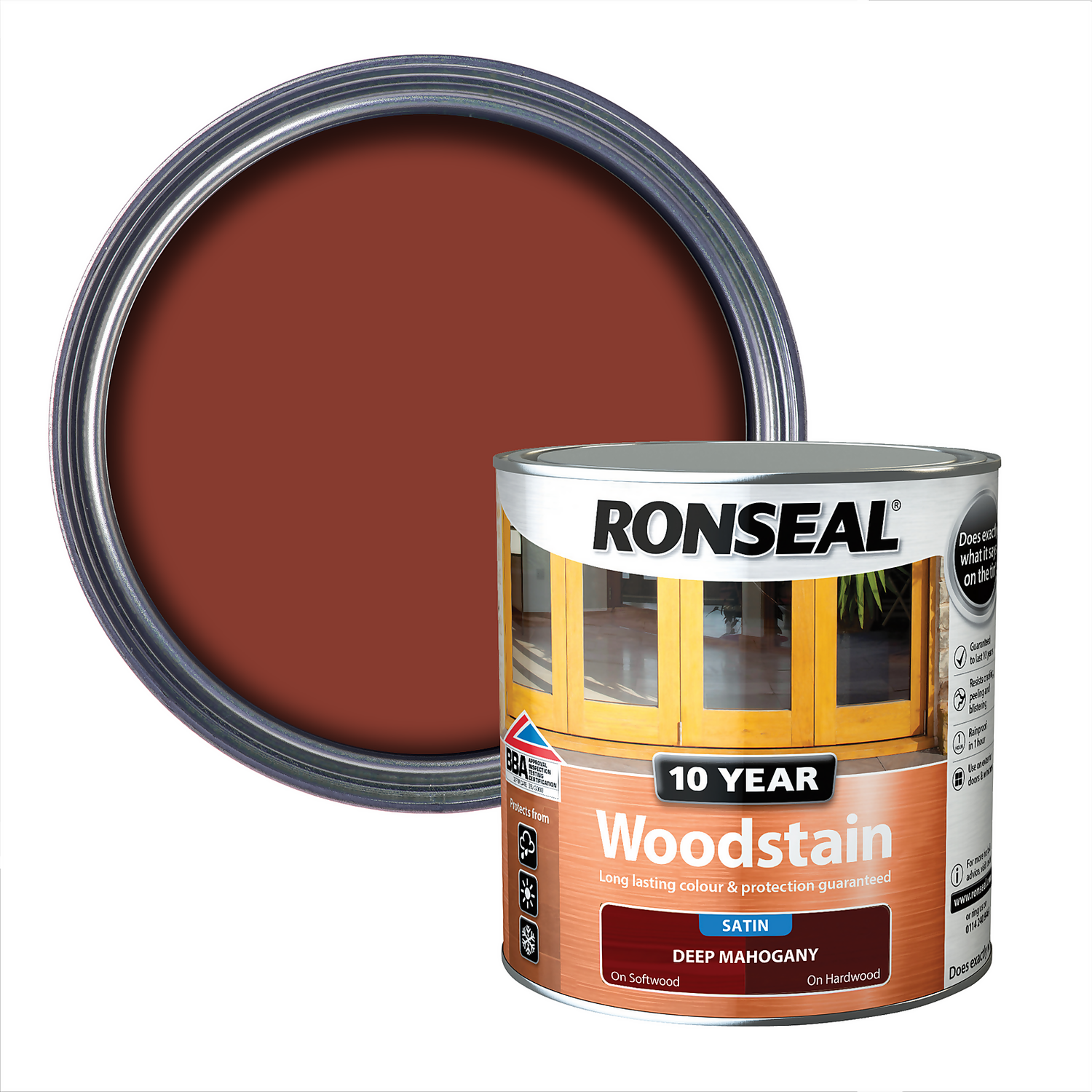 ronseal 10 year woodstain deep mahogany 2.5 l
