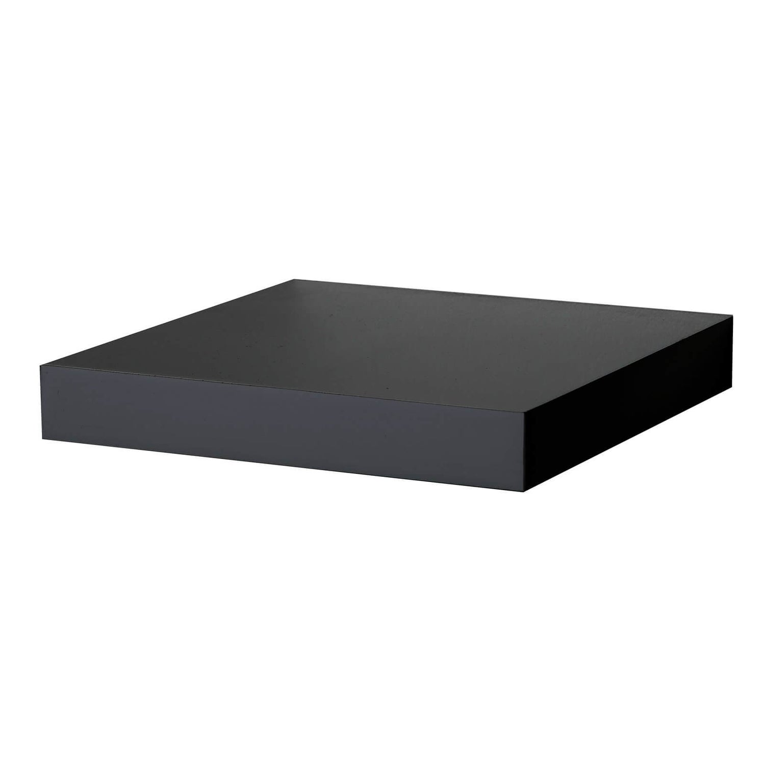 Black floating shop shelf with drawer
