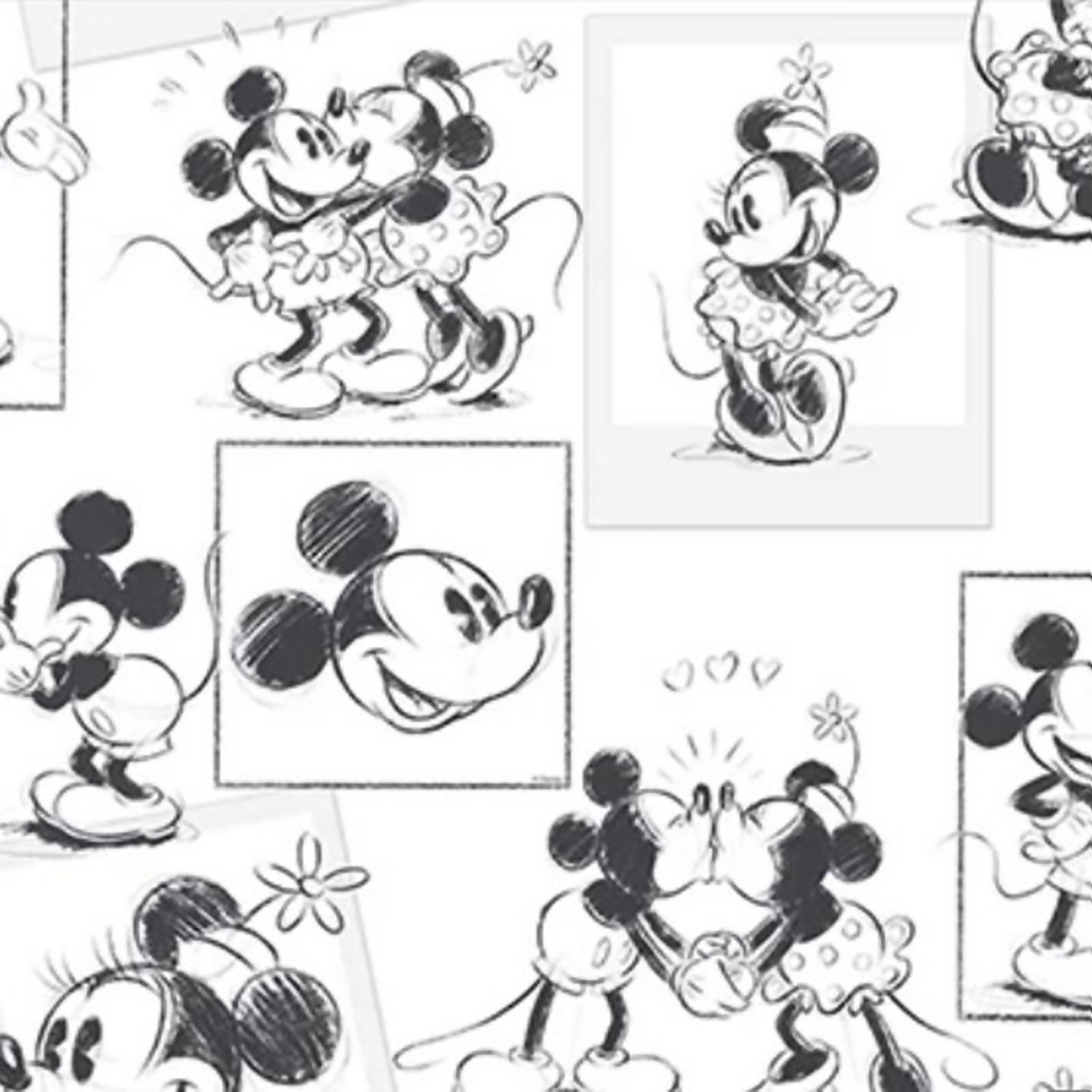 Disney Mickey & Minnie Sketch Wallpaper Wallpaper | Homebase