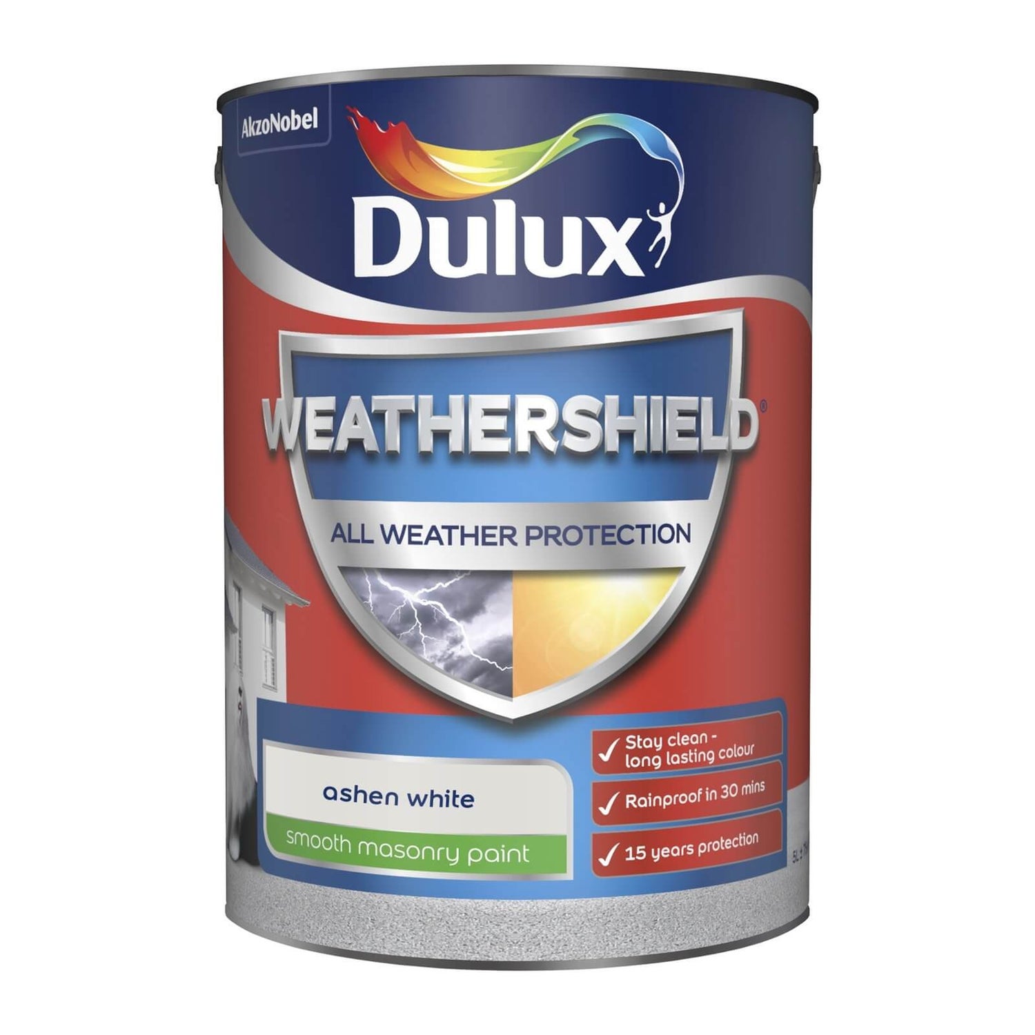 Dulux Weathershield Smooth Masonry Paint Ashen White 5L Homebase