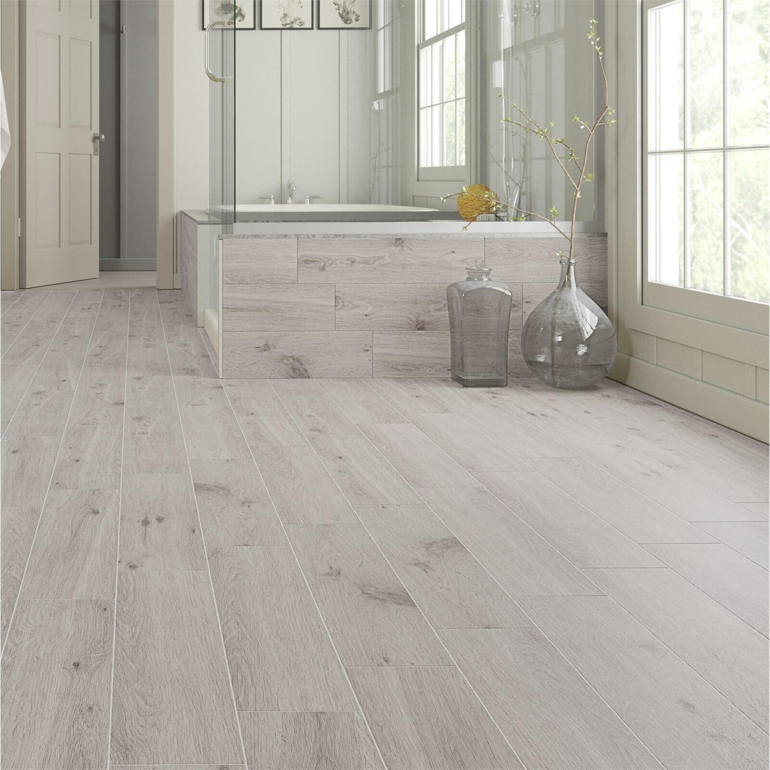 Forestina Wood Effect Grey Floor Tiles, Grey Vinyl Floor Tiles Homebase