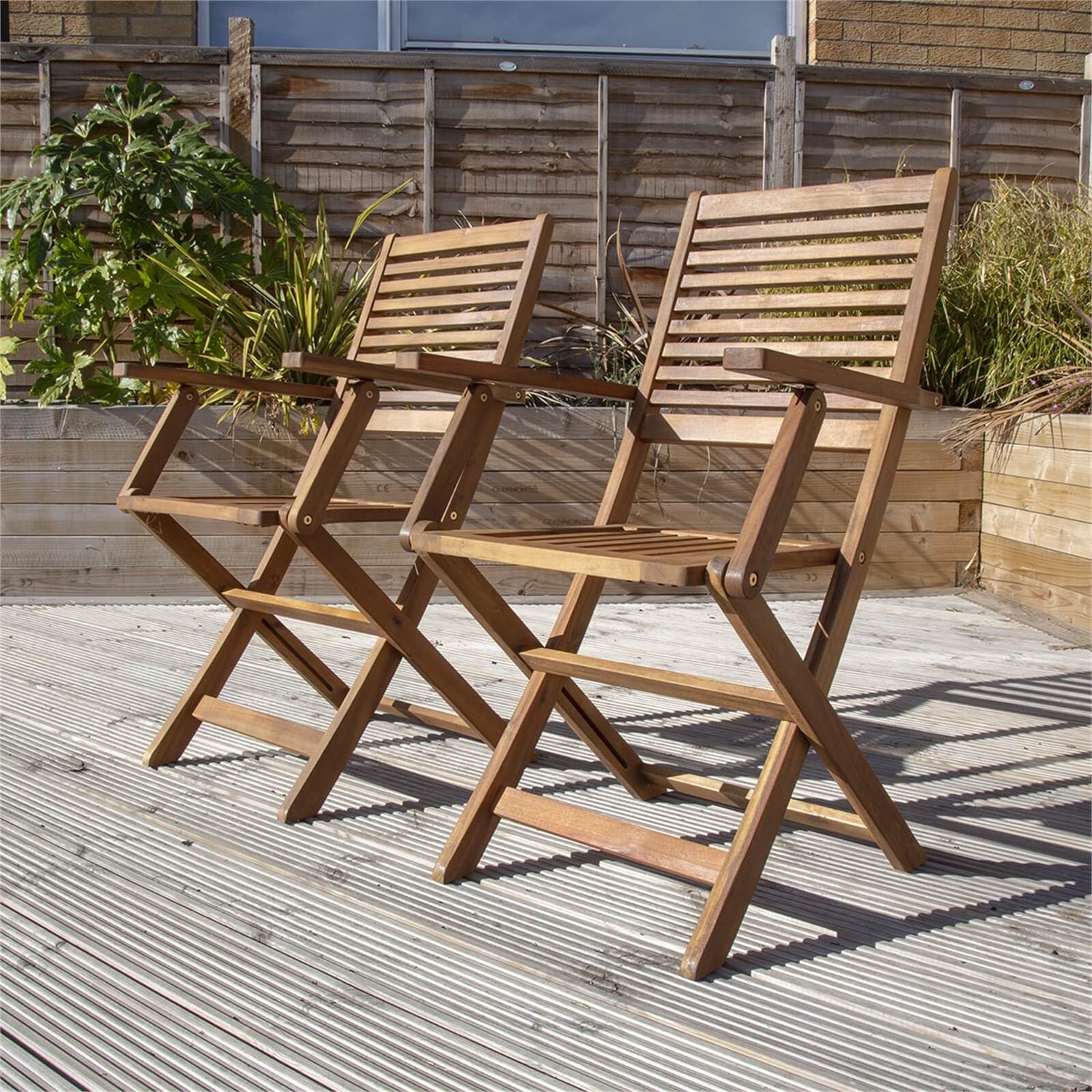 Charles Bentley Wooden FSC Acacia Pair of Outdoor Dining Foldable