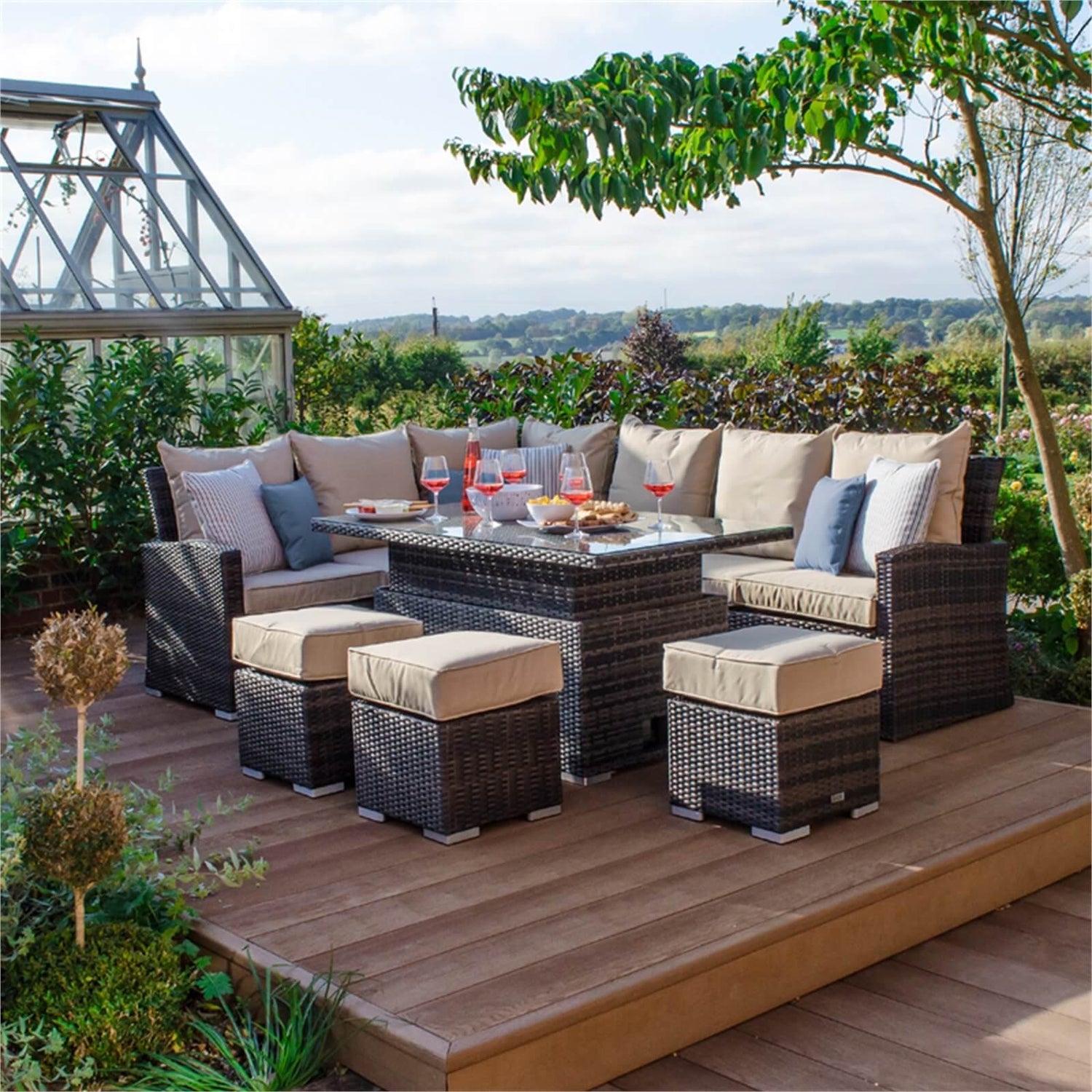 Nova kendal rattan rising corner dining left shop in grey