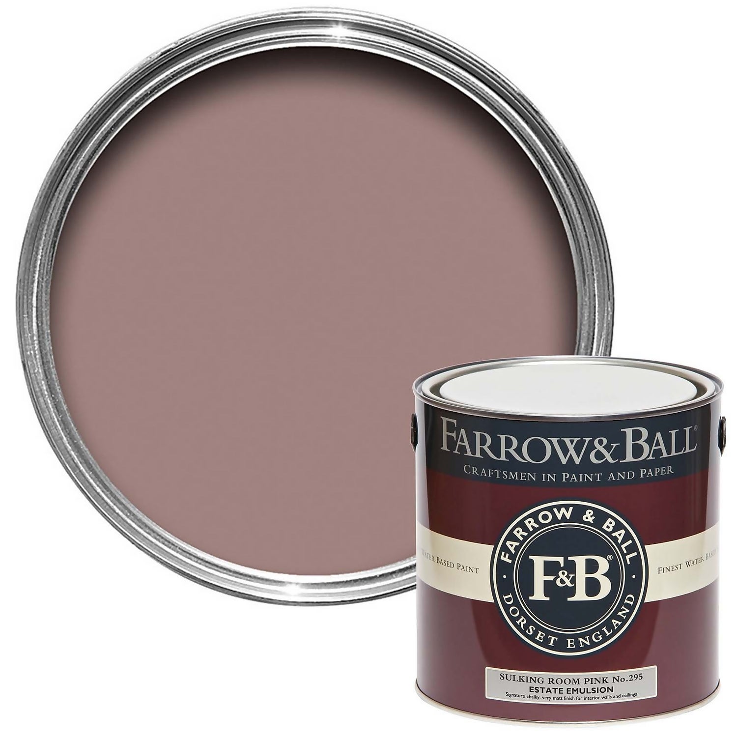 Farrow Ball Estate Matt Emulsion Paint Sulking Room Pink No.295